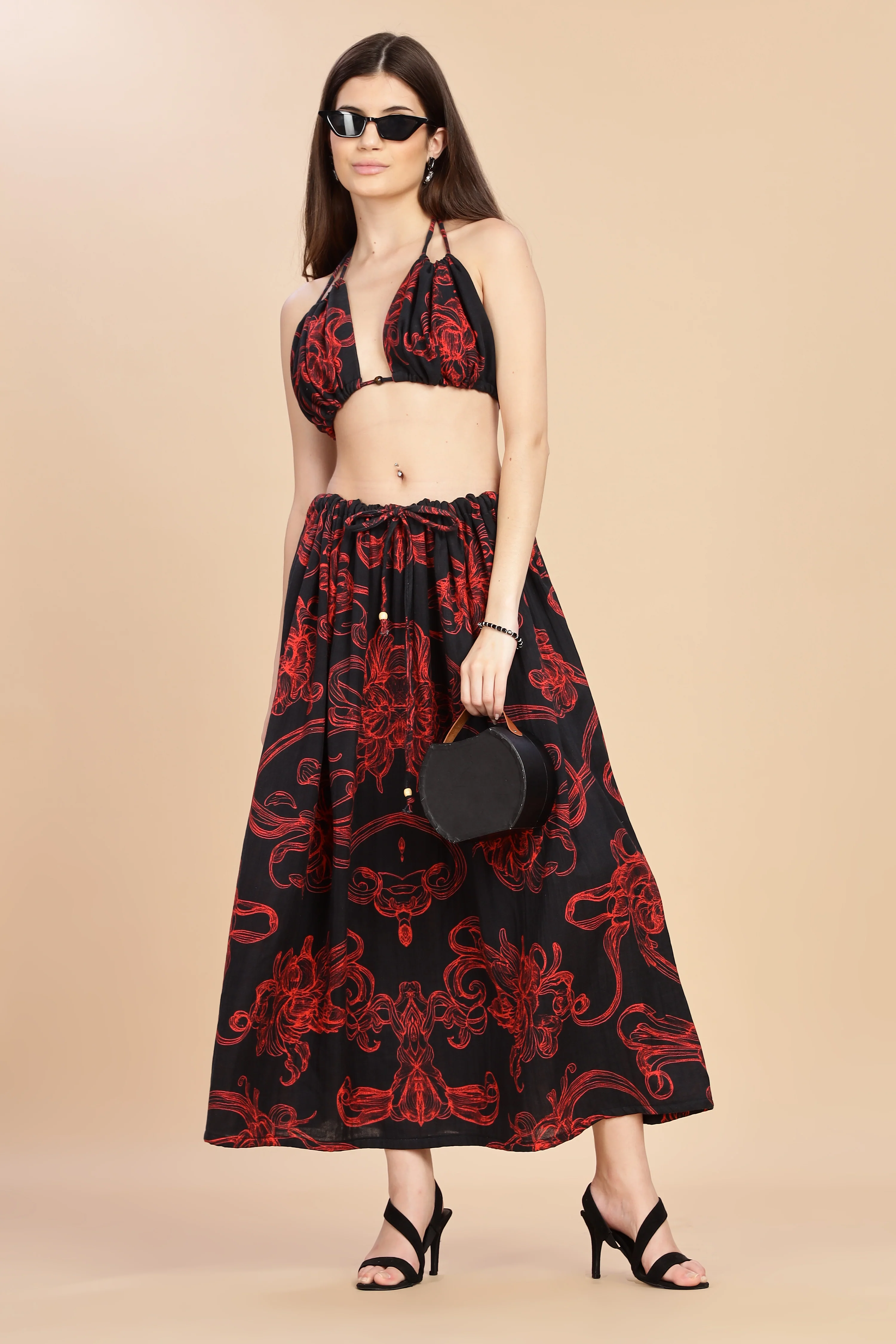 Women Raging Bloom Ruched Gauge Cotton Bikini Top - Image 6