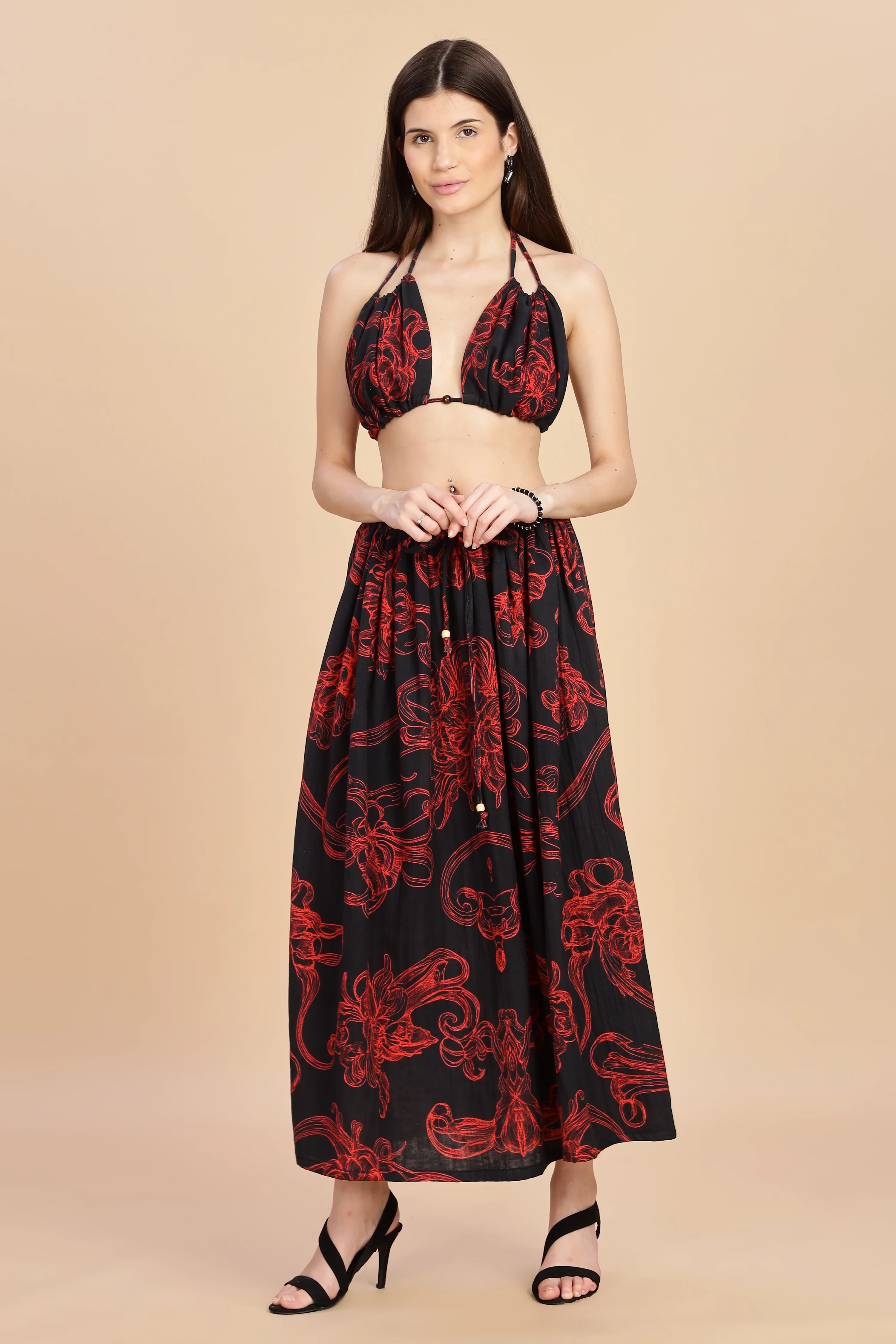 Women Raging Bloom Ruched Gauge Cotton Bikini Top - Image 7