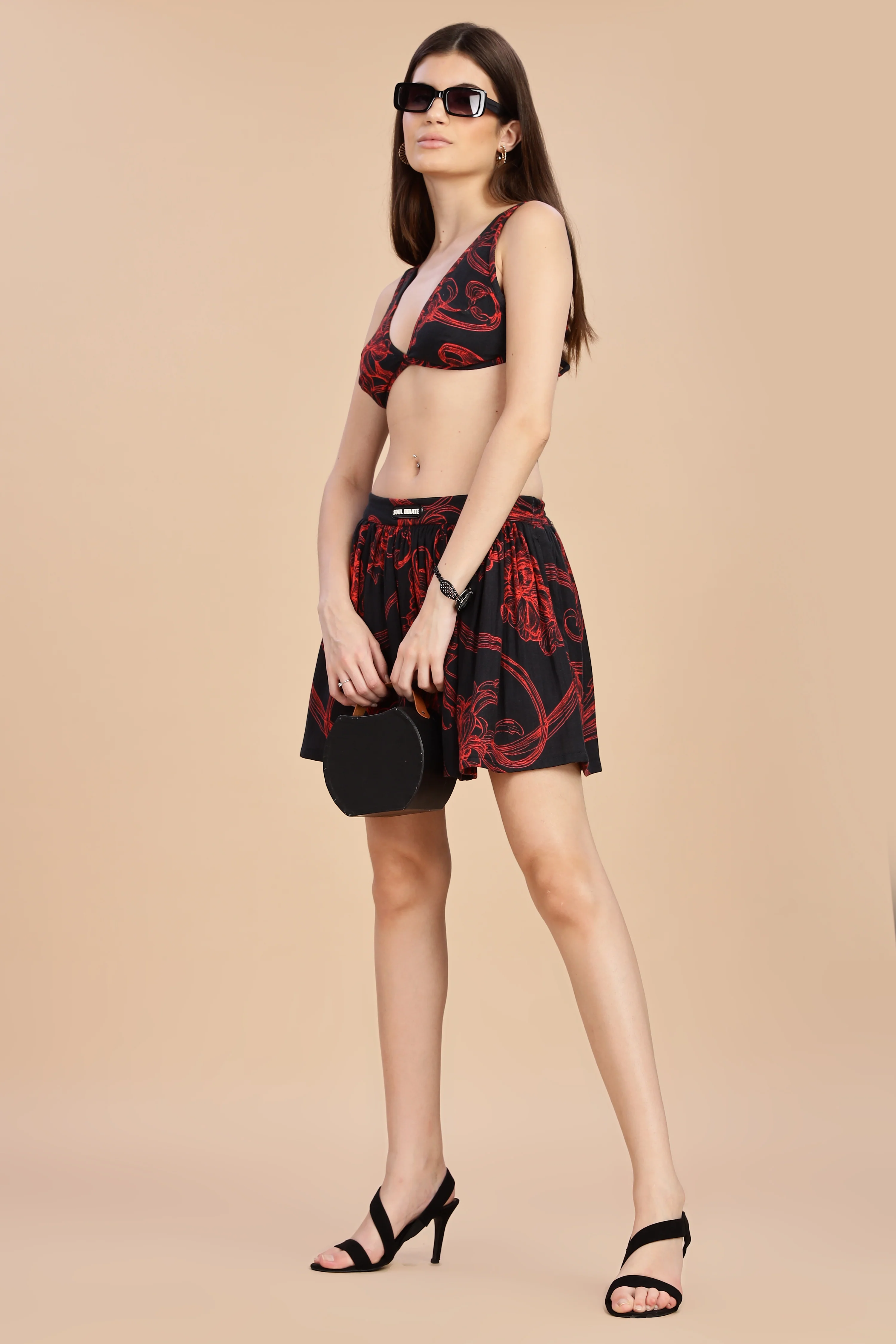 Women Raging Bloom Gauge Cotton Short Skirt - Image 14