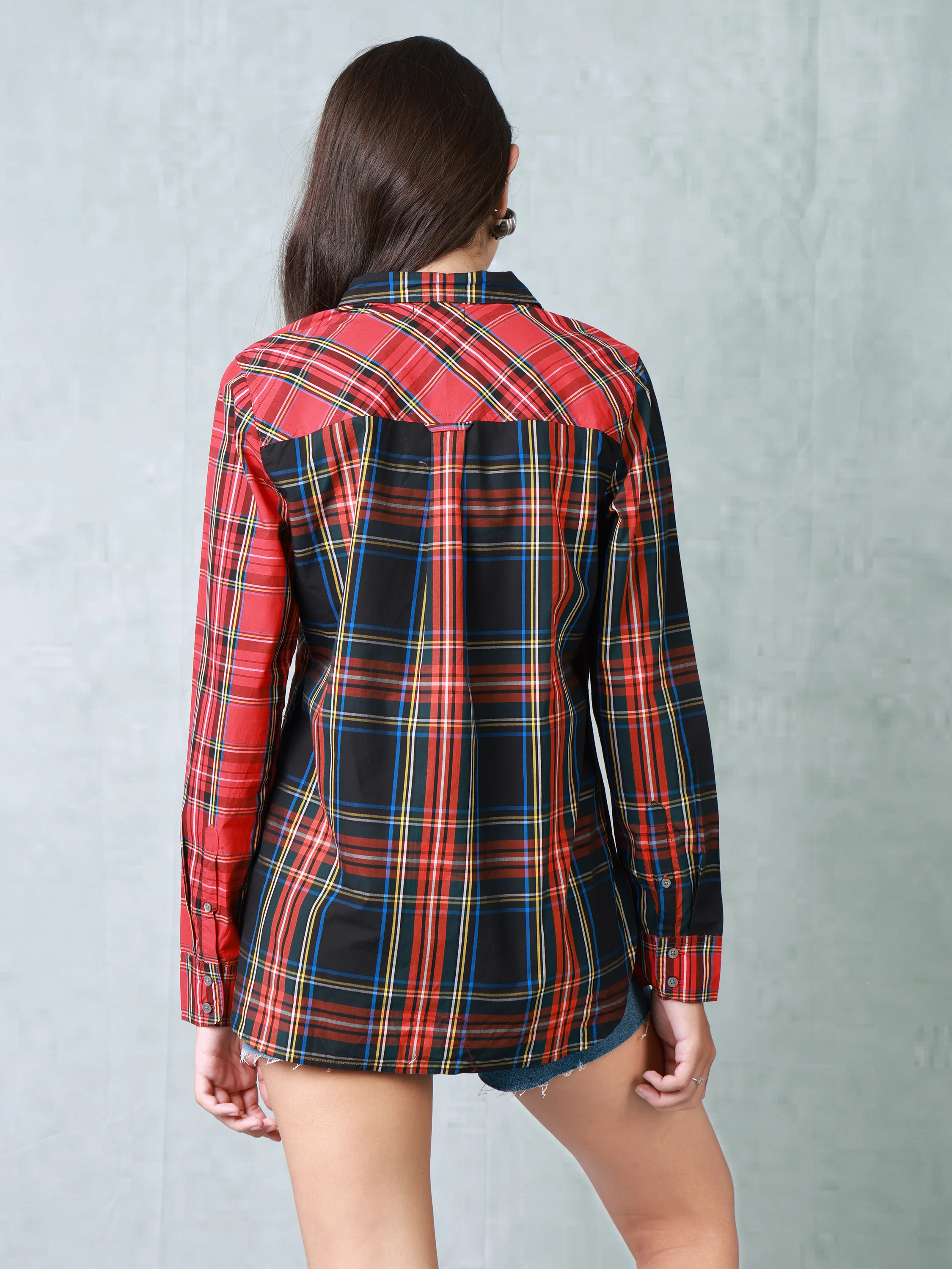 Women Red and Black Check Shirt - Image 3