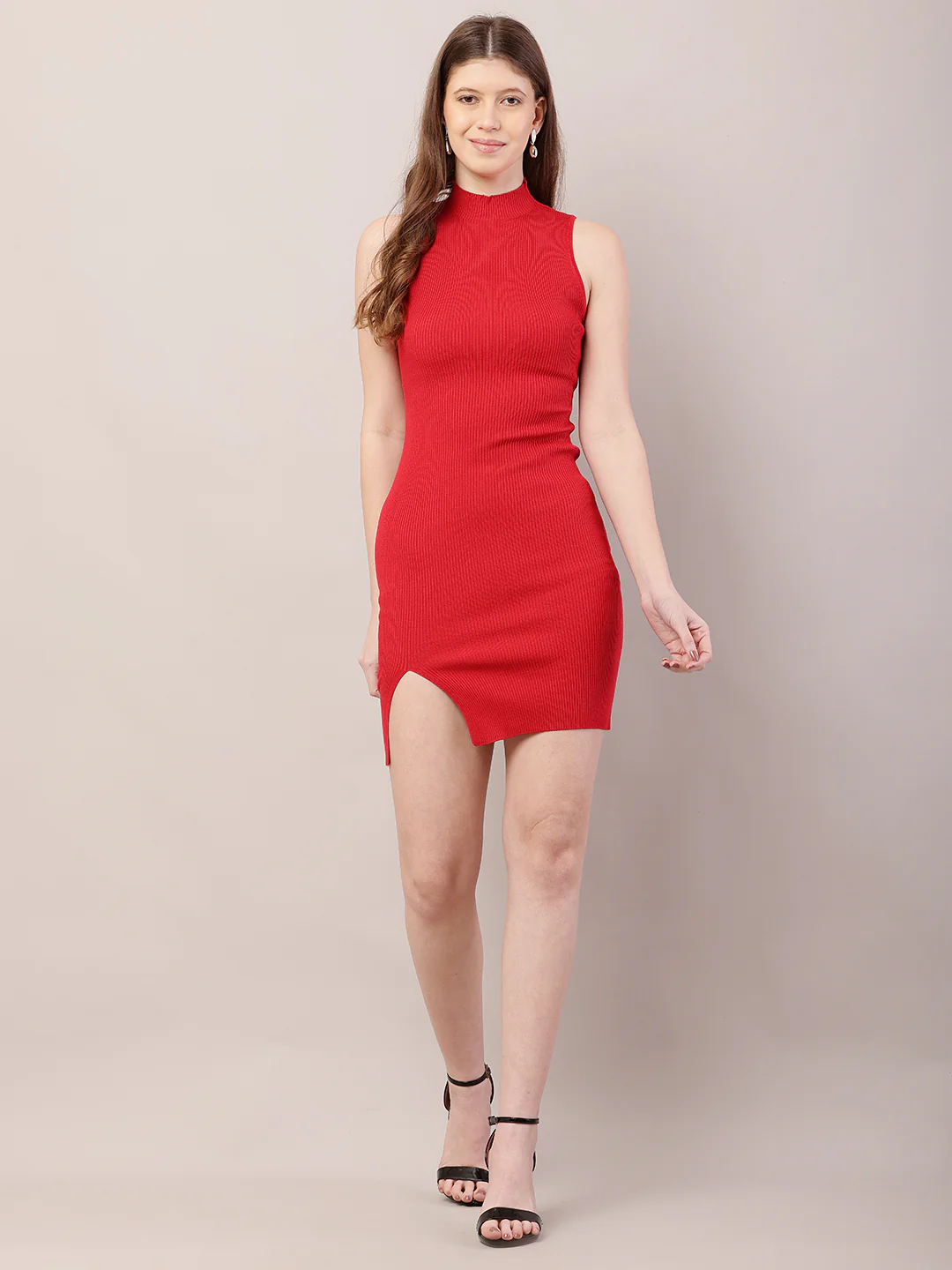 Women  Red Bodycon Dress - Image 3