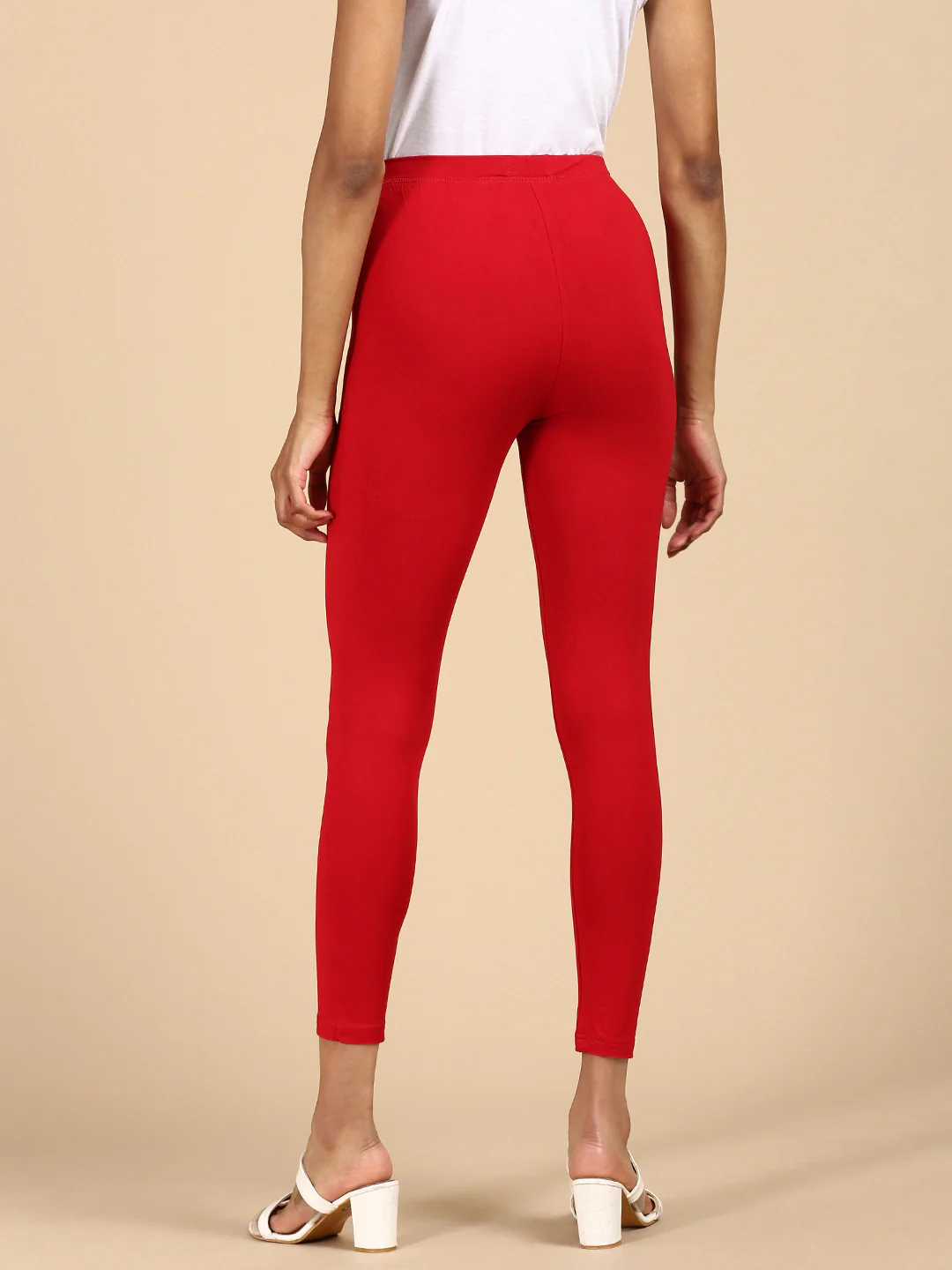 Women Red Casual Leggings - Image 4