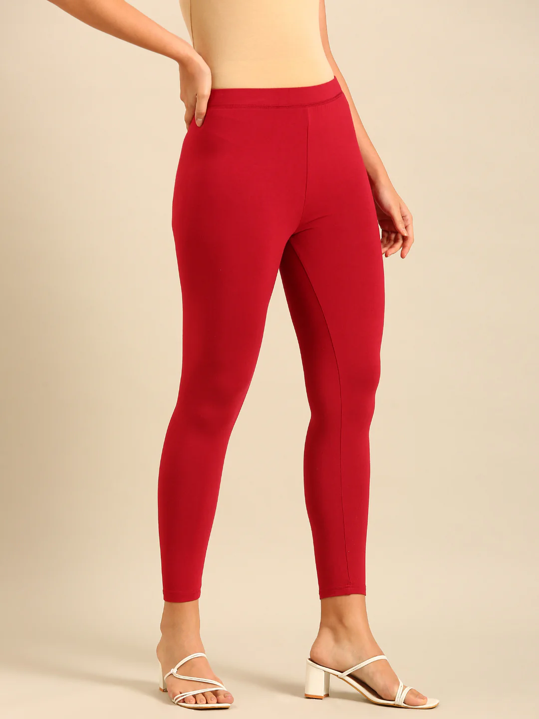 Women Red Casual Leggings - Image 3