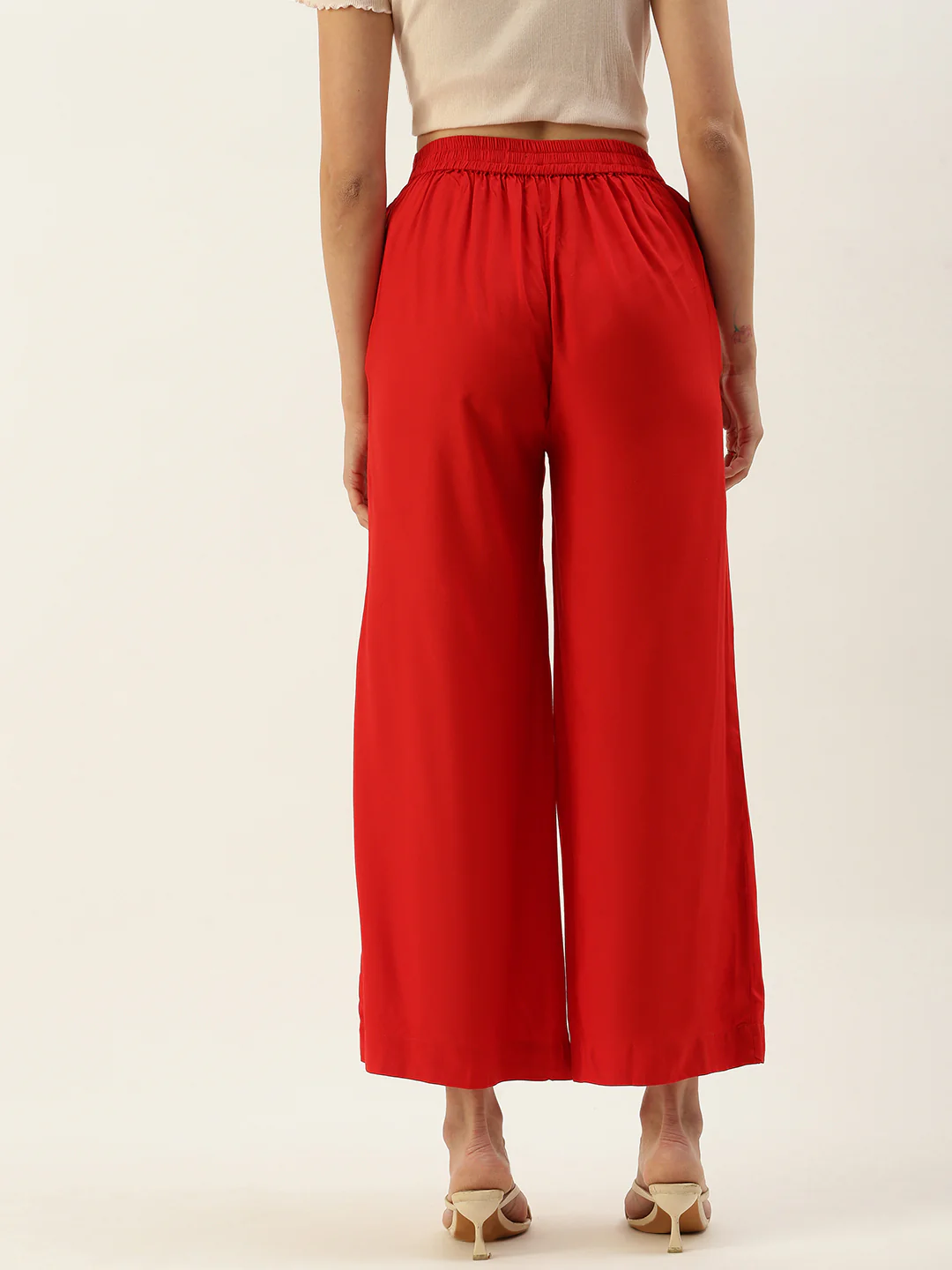 Women Red Casual Palazzo - Image 3