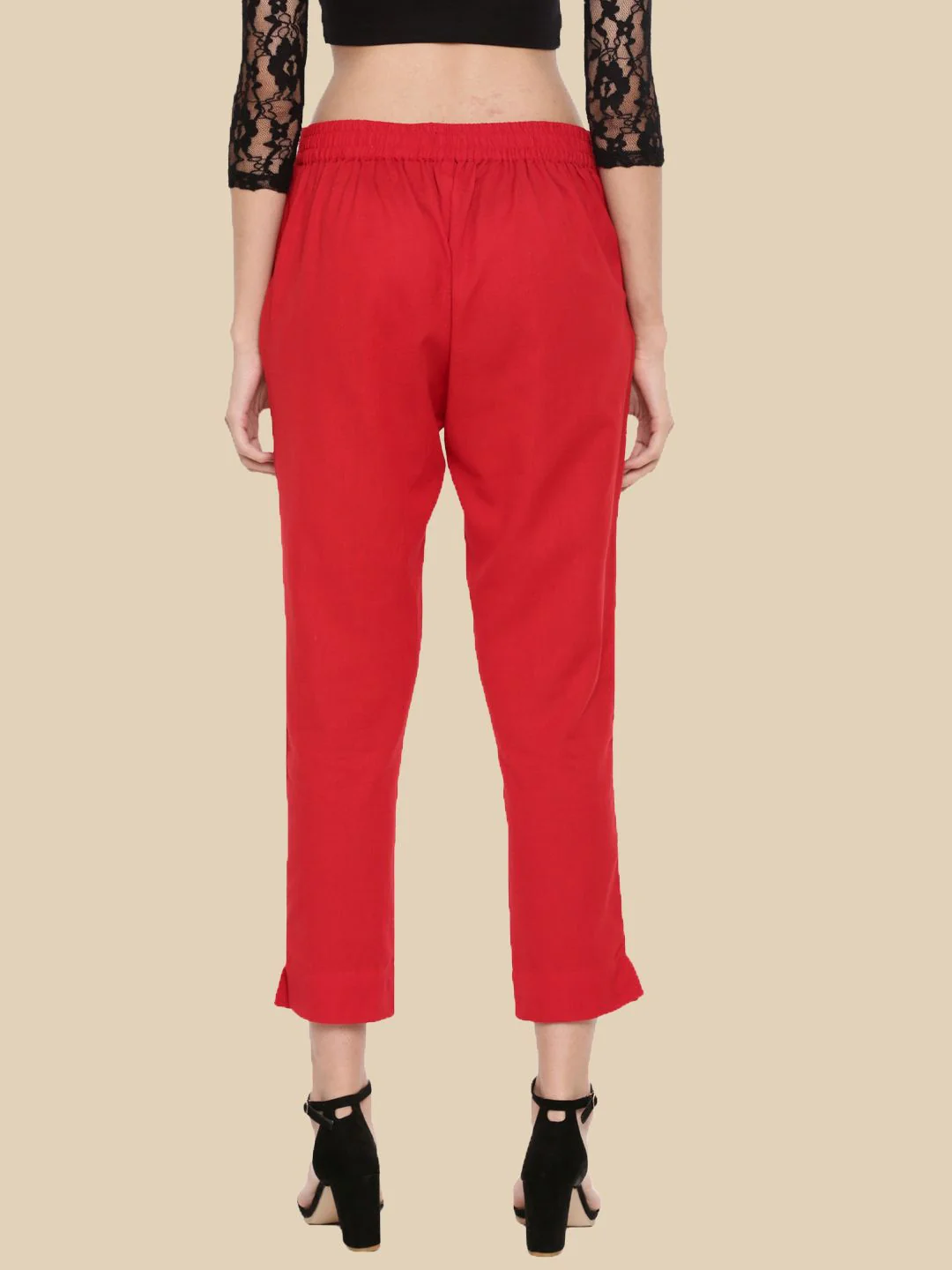 Women Red Casual Pants - Image 2