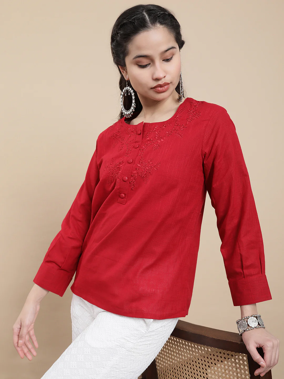Women Red Casual Top - Image 3