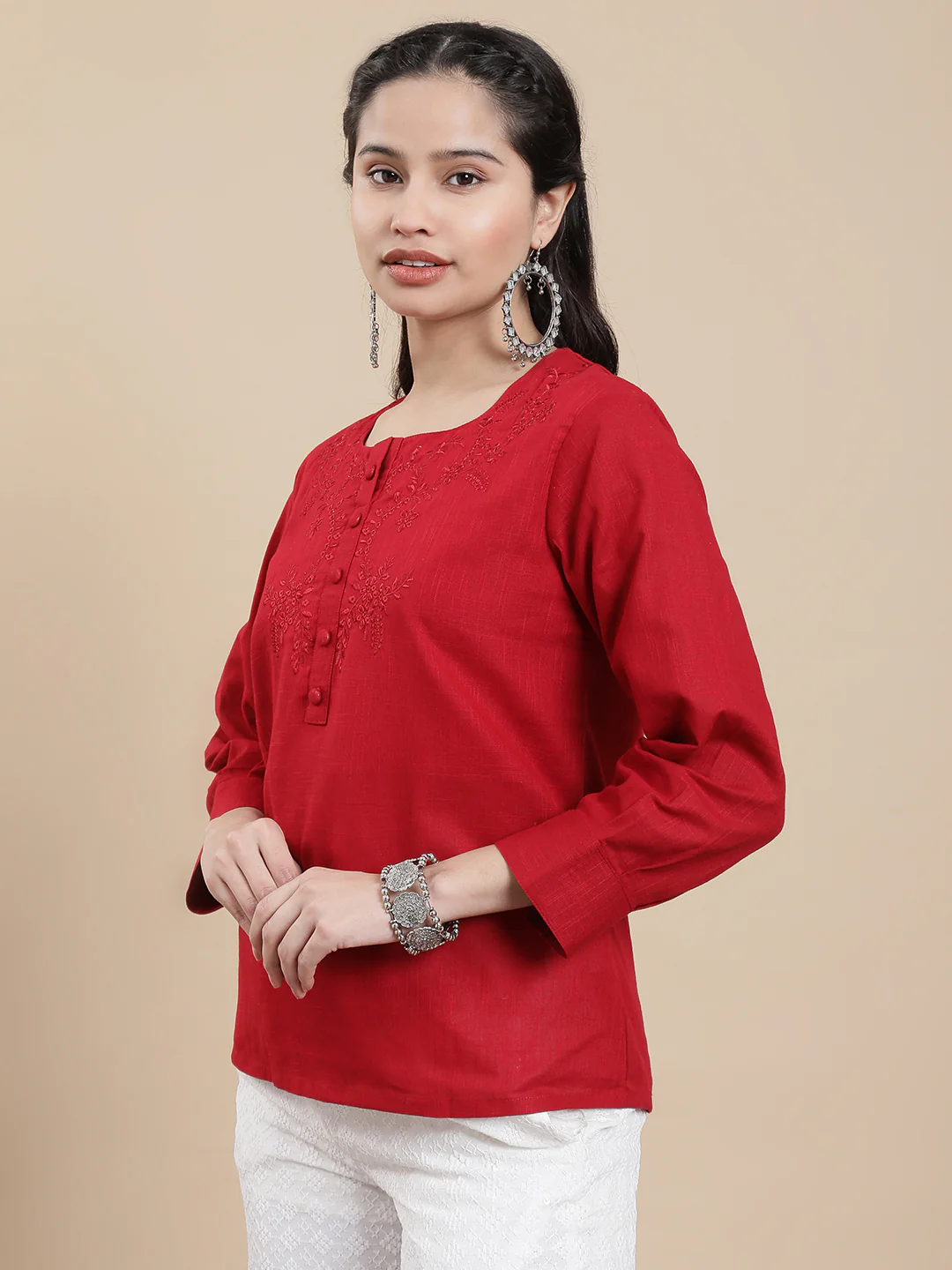 Women Red Casual Top - Image 4