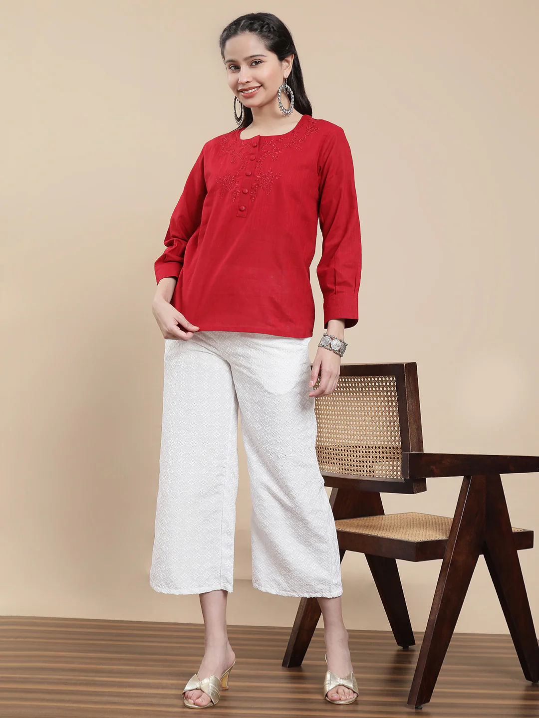 Women Red Casual Top - Image 5