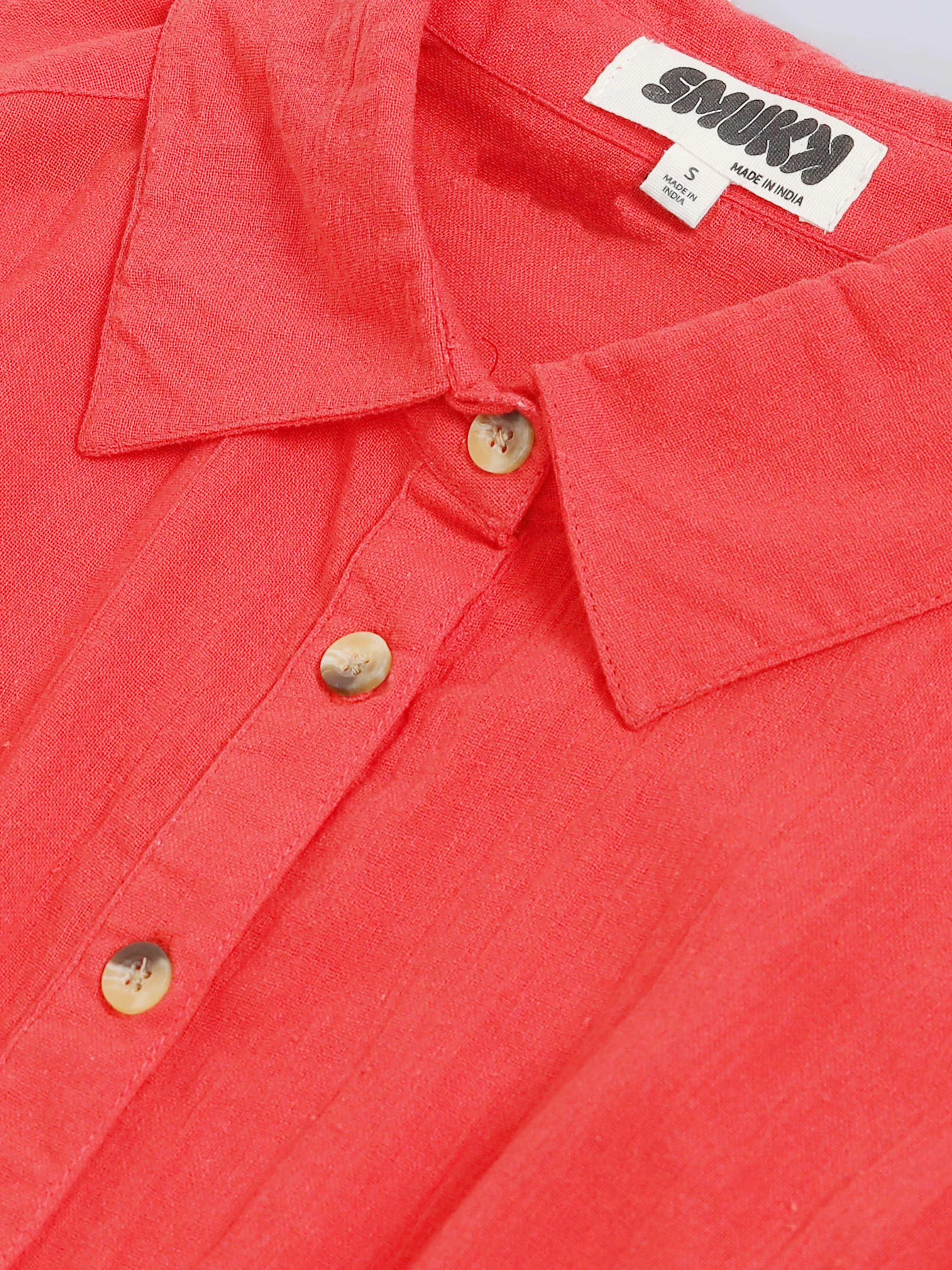 Women Red Back Cut-Out Shirt - Image 4