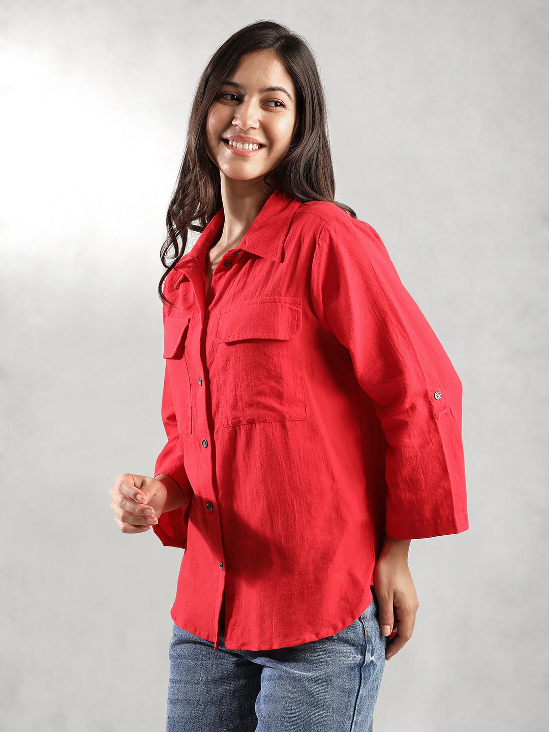 Women Red Comfort Fit Shirt - Image 2