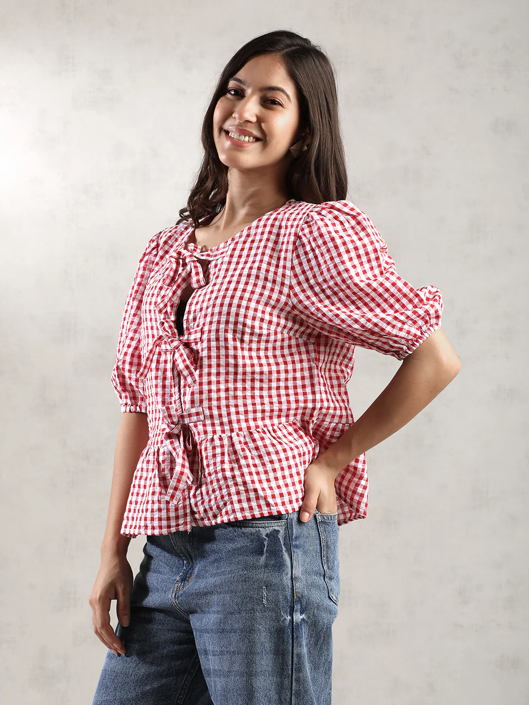 Women Red Front Open Top - Image 5
