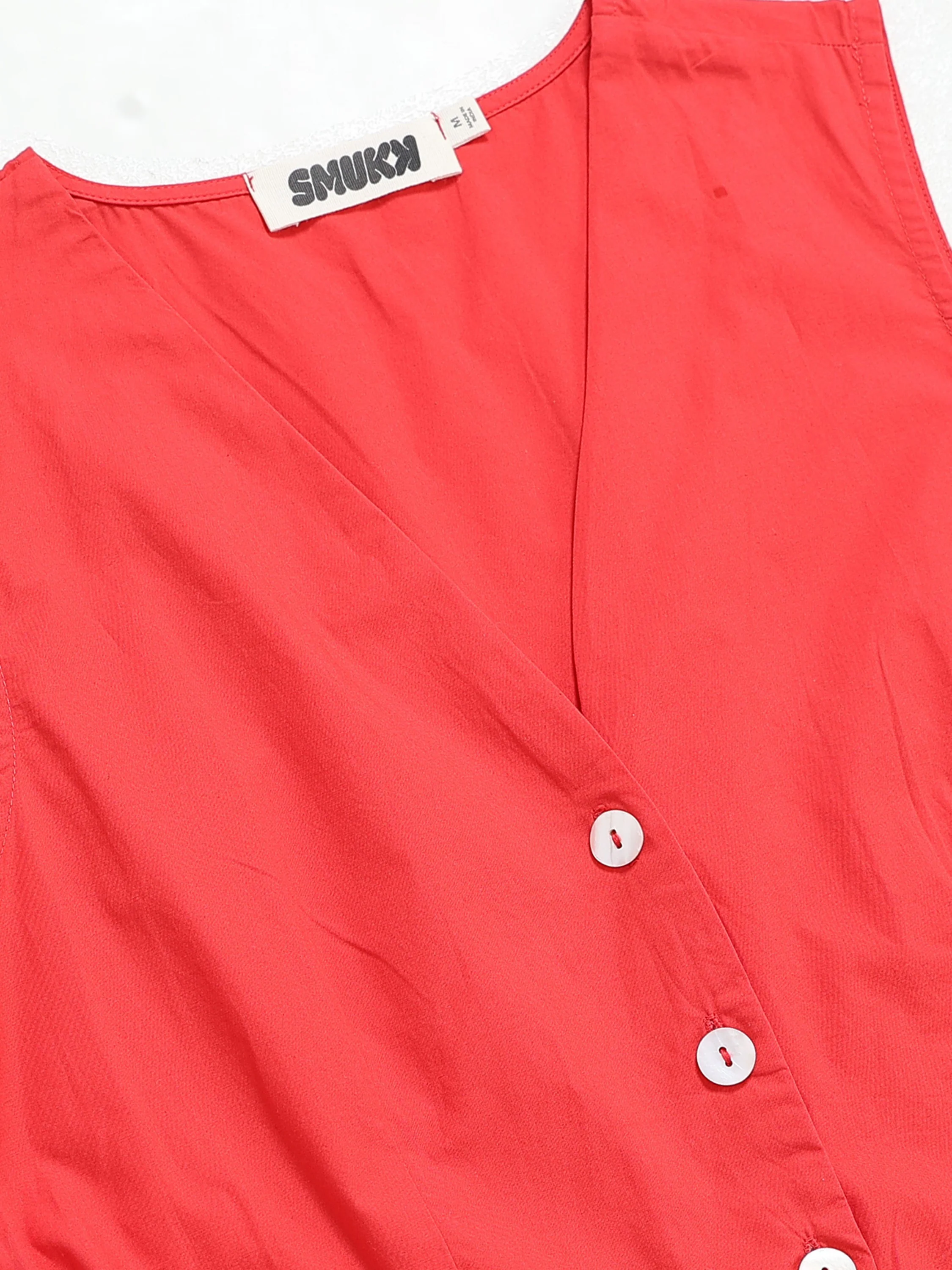 Women Red Fit & Flared Dress - Image 7