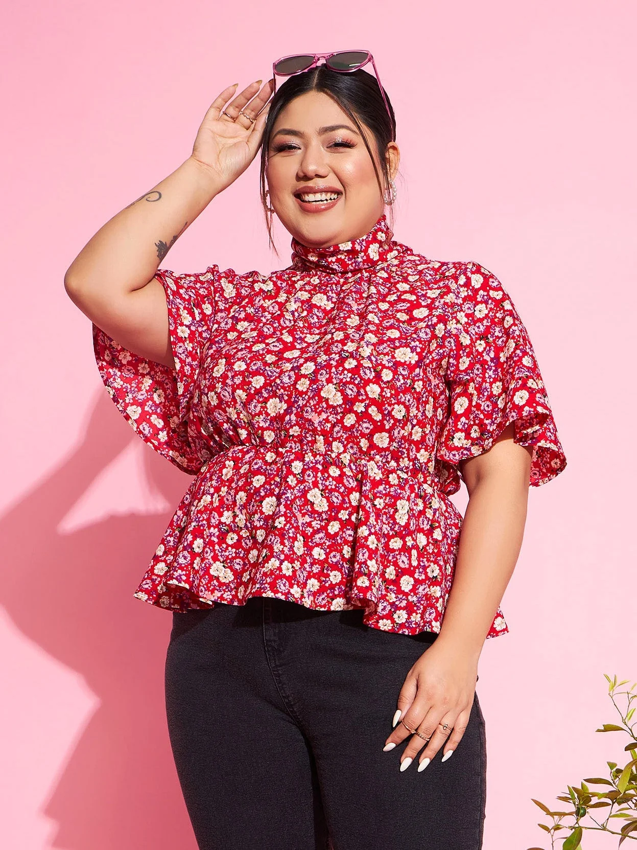 Women Red Floral Back Tie-Up Top - Image 5