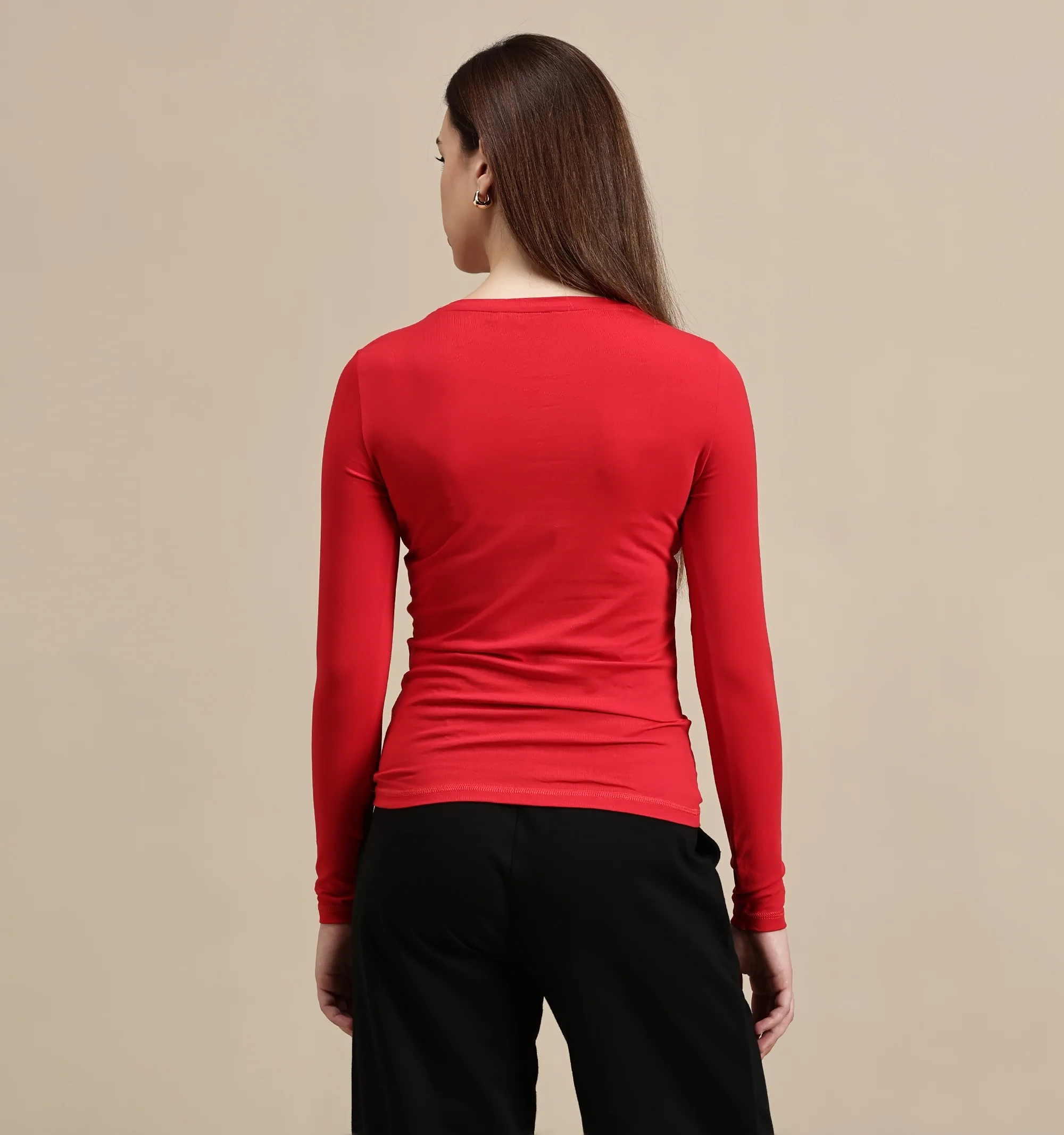 Women Red Full Sleeve Top - Image 3