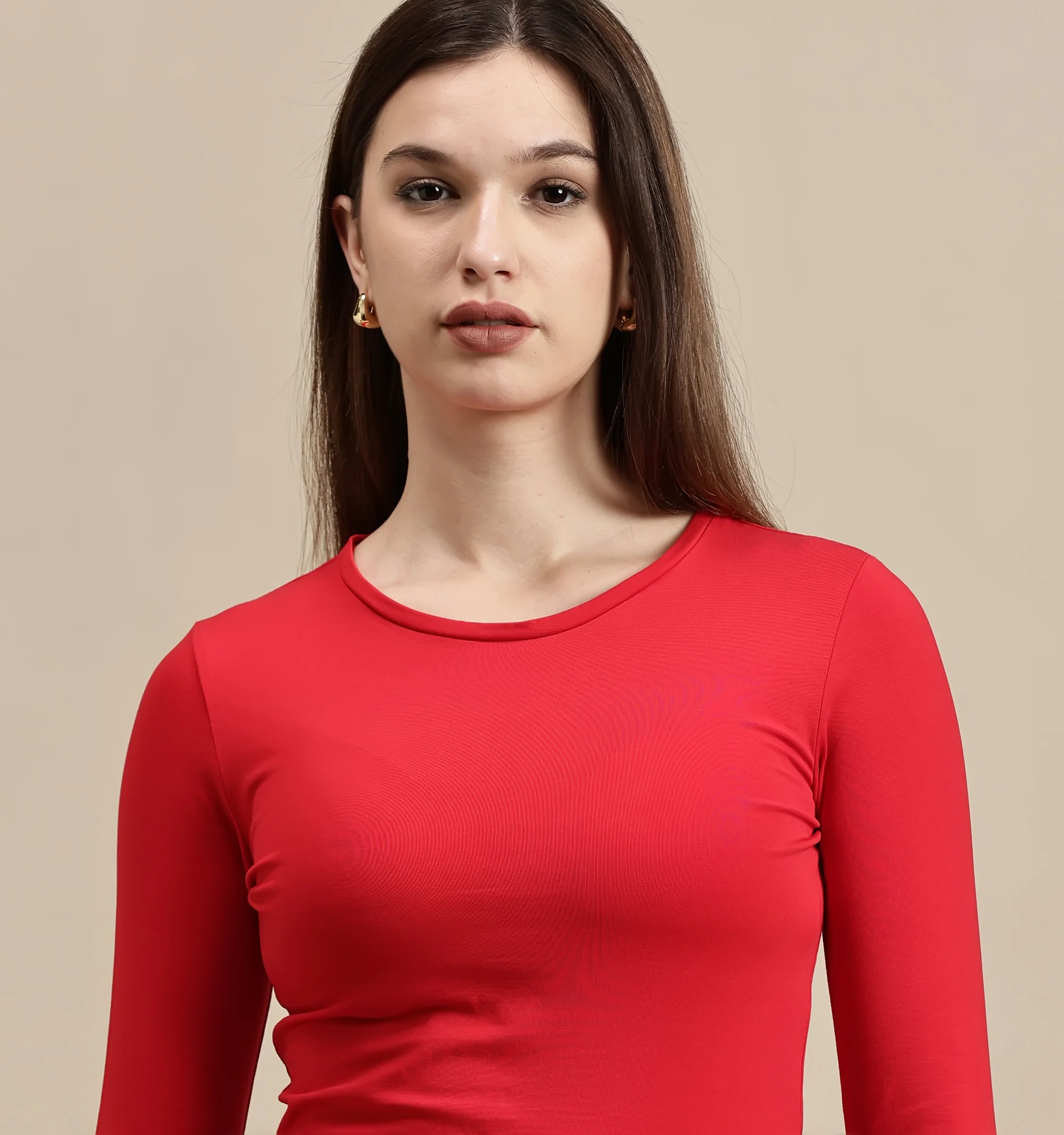 Women Red Full Sleeve Top - Image 4