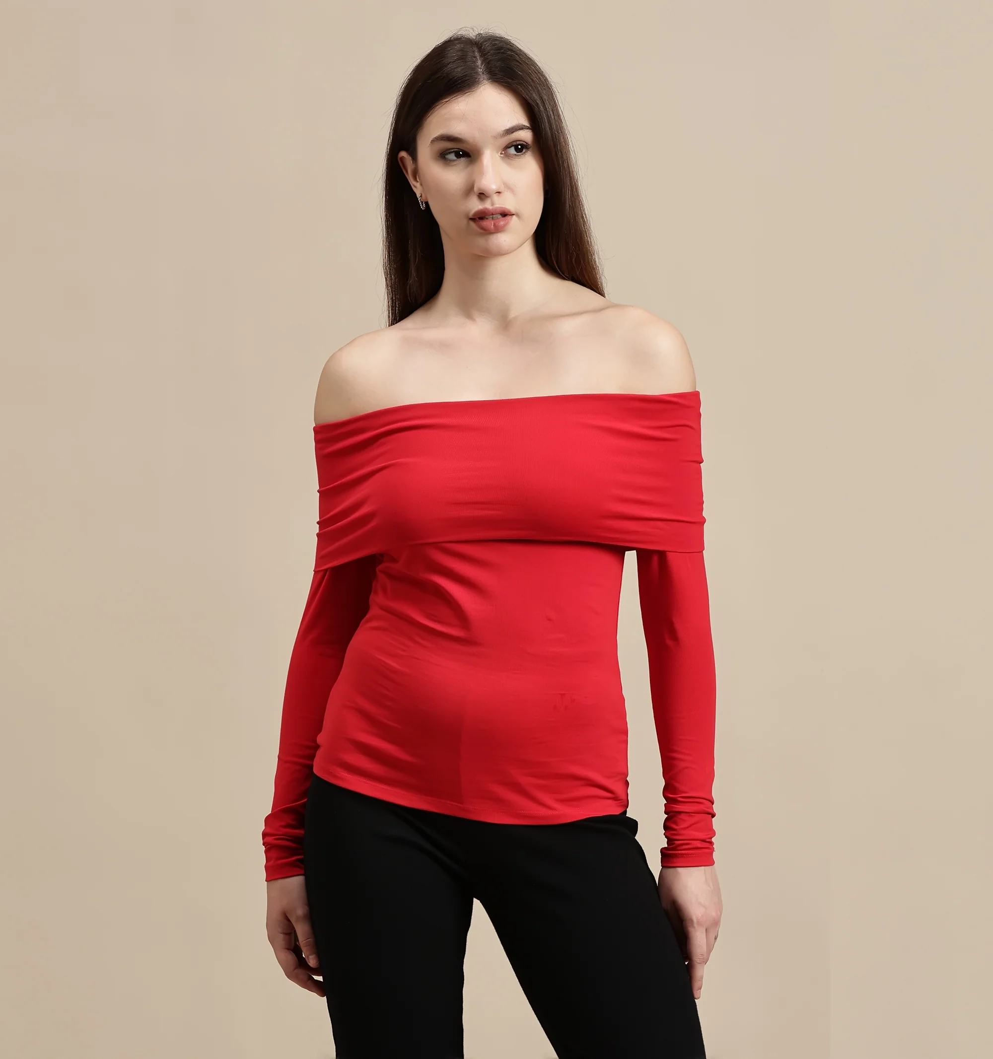 Women Red Full Sleeve Top - Image 2