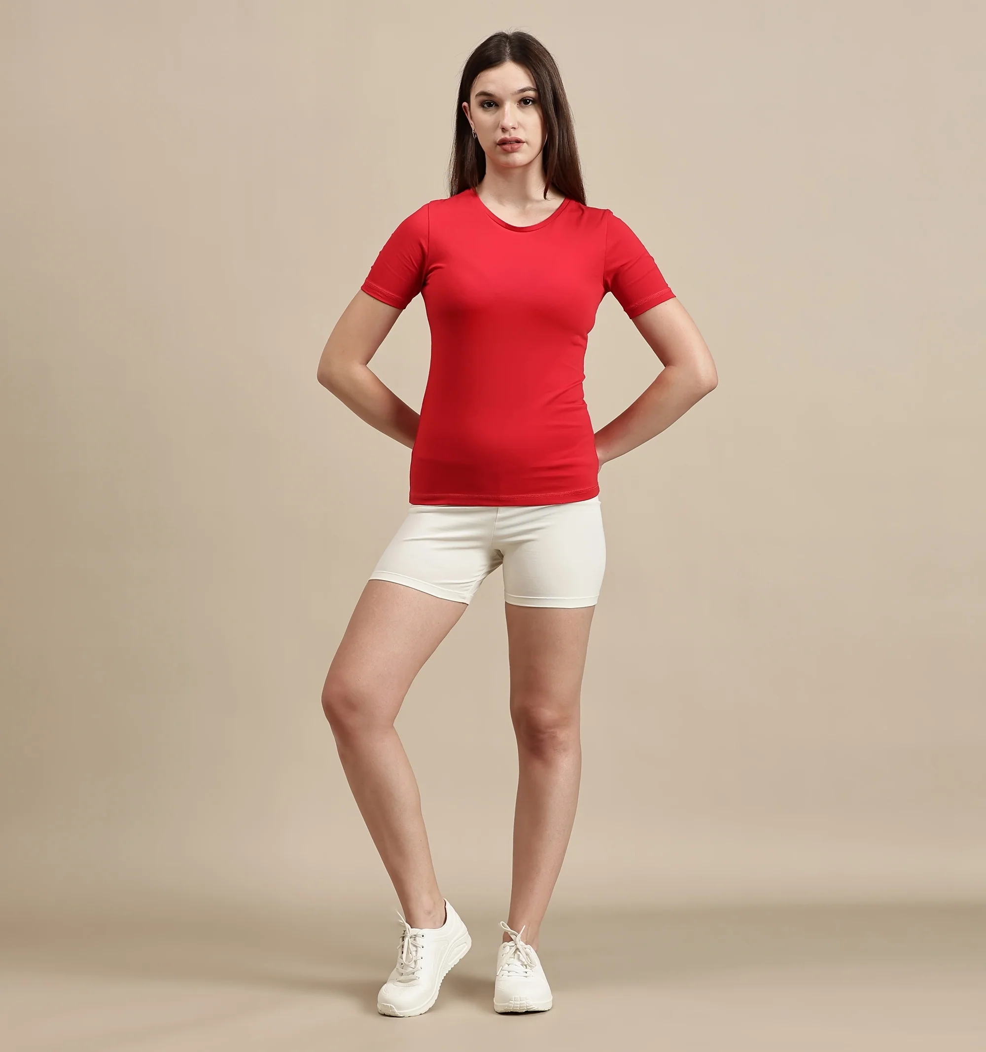 Women Red Half Sleeve Top