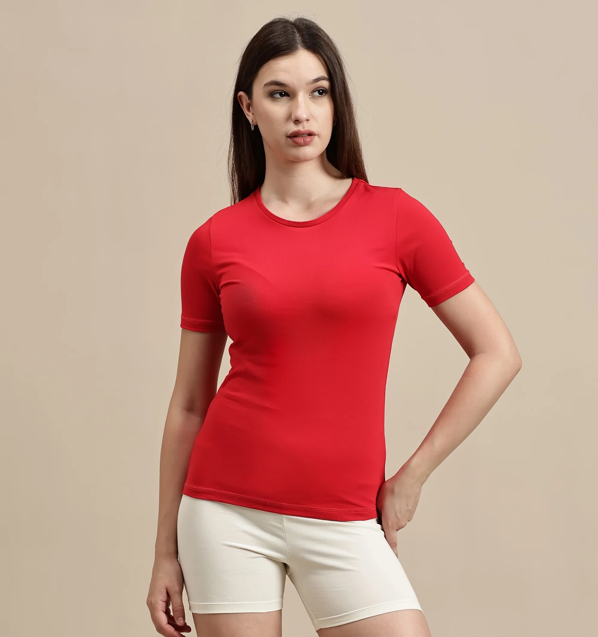 Women Red Half Sleeve Top - Image 2