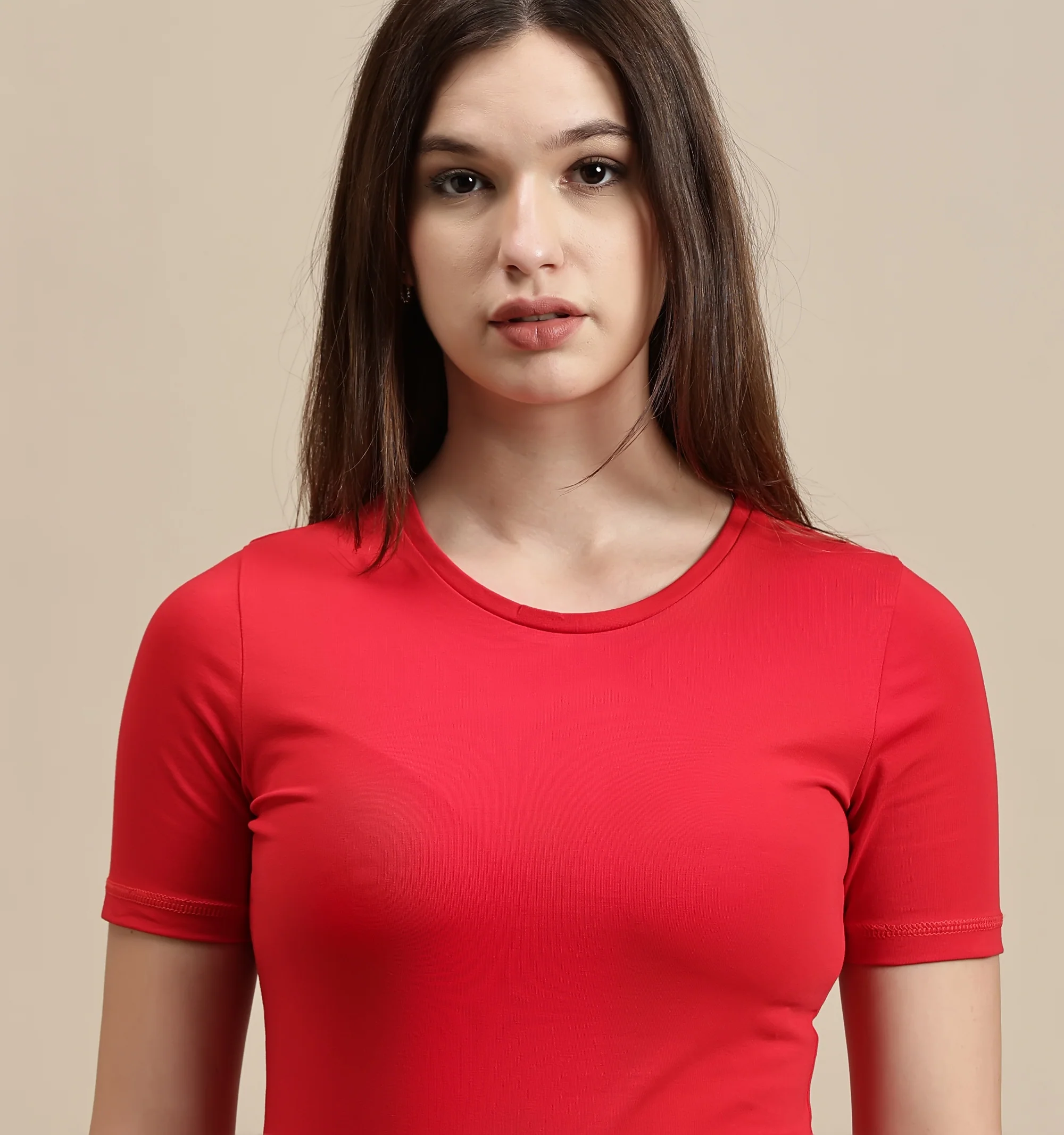 Women Red Half Sleeve Top - Image 4