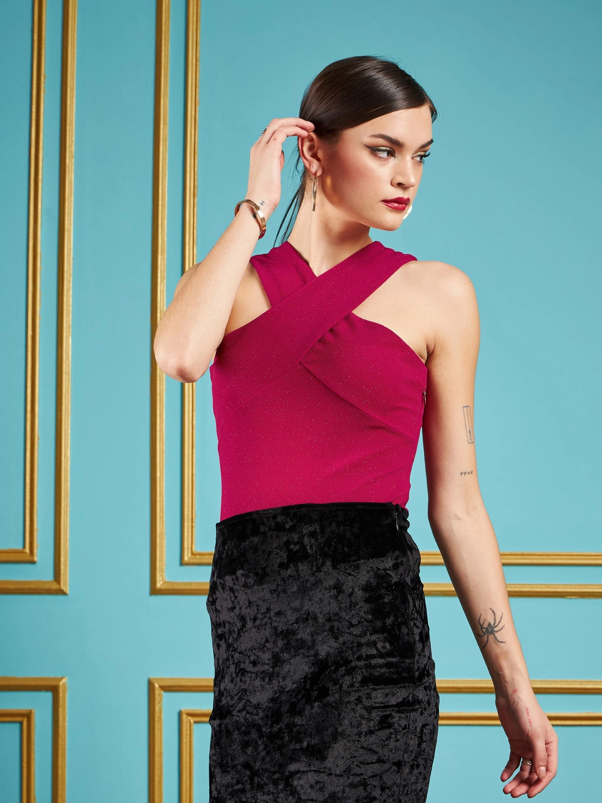 Women Red Halter Neck Top - Image 3