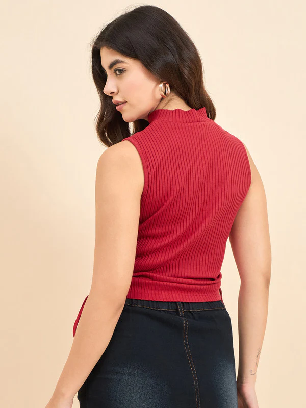 Women Red Odor-Free Sleeveless Top - Image 2