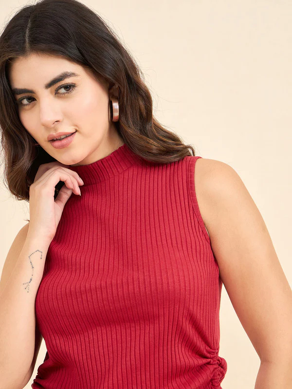 Women Red Odor-Free Sleeveless Top - Image 3