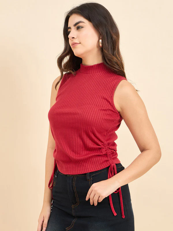 Women Red Odor-Free Sleeveless Top - Image 6
