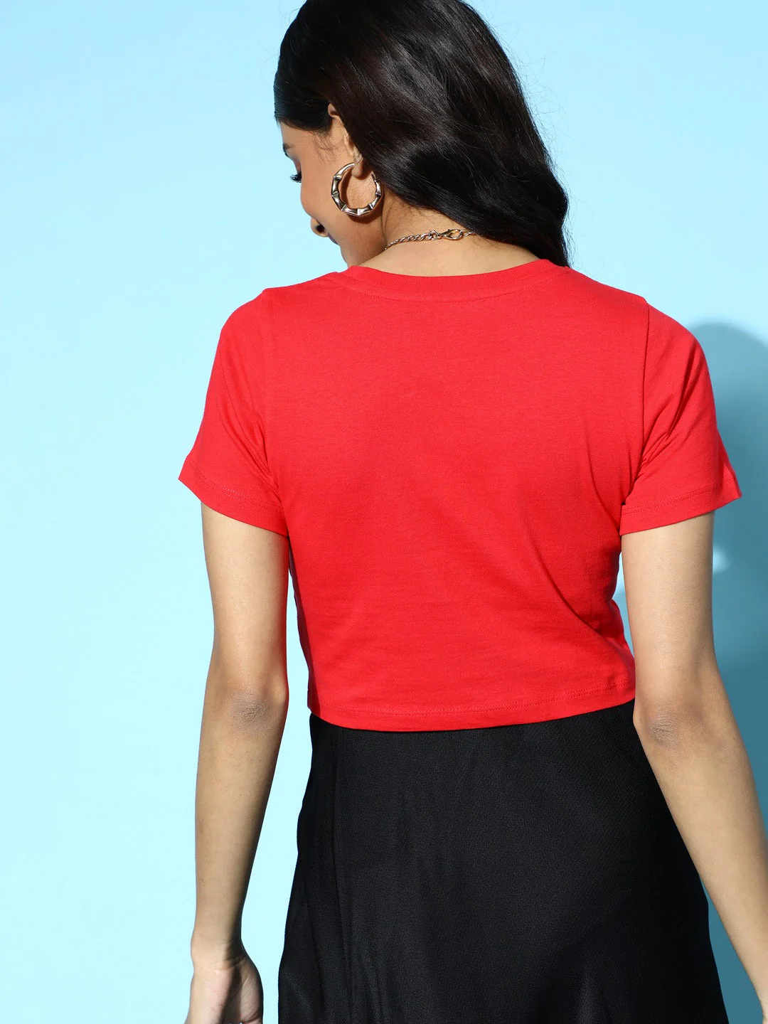 Women Red Printed Slim Fit T-Shirt - Image 4