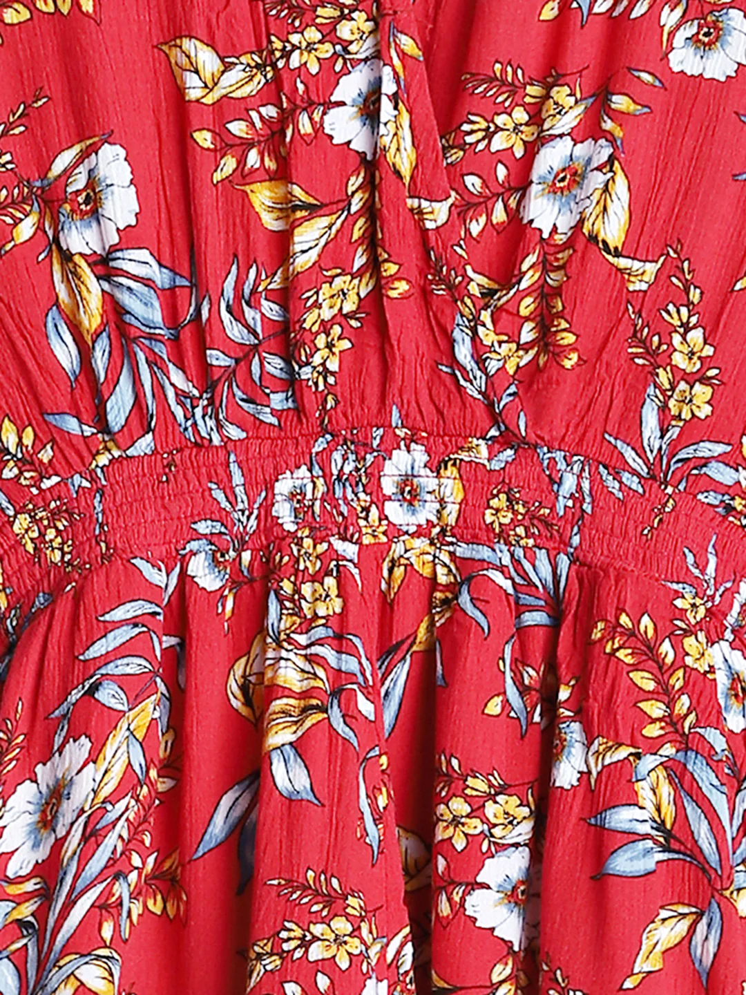 Women Red Tropical Print Romper - Image 8