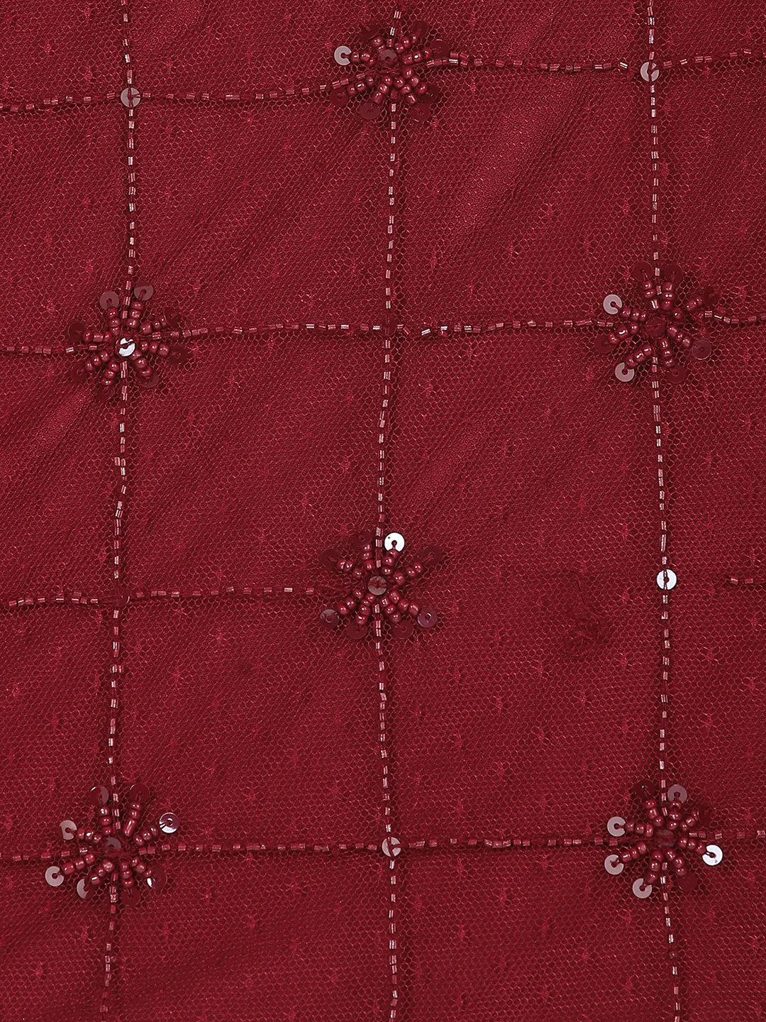 Women Dark Red Textured Design Top - Image 8