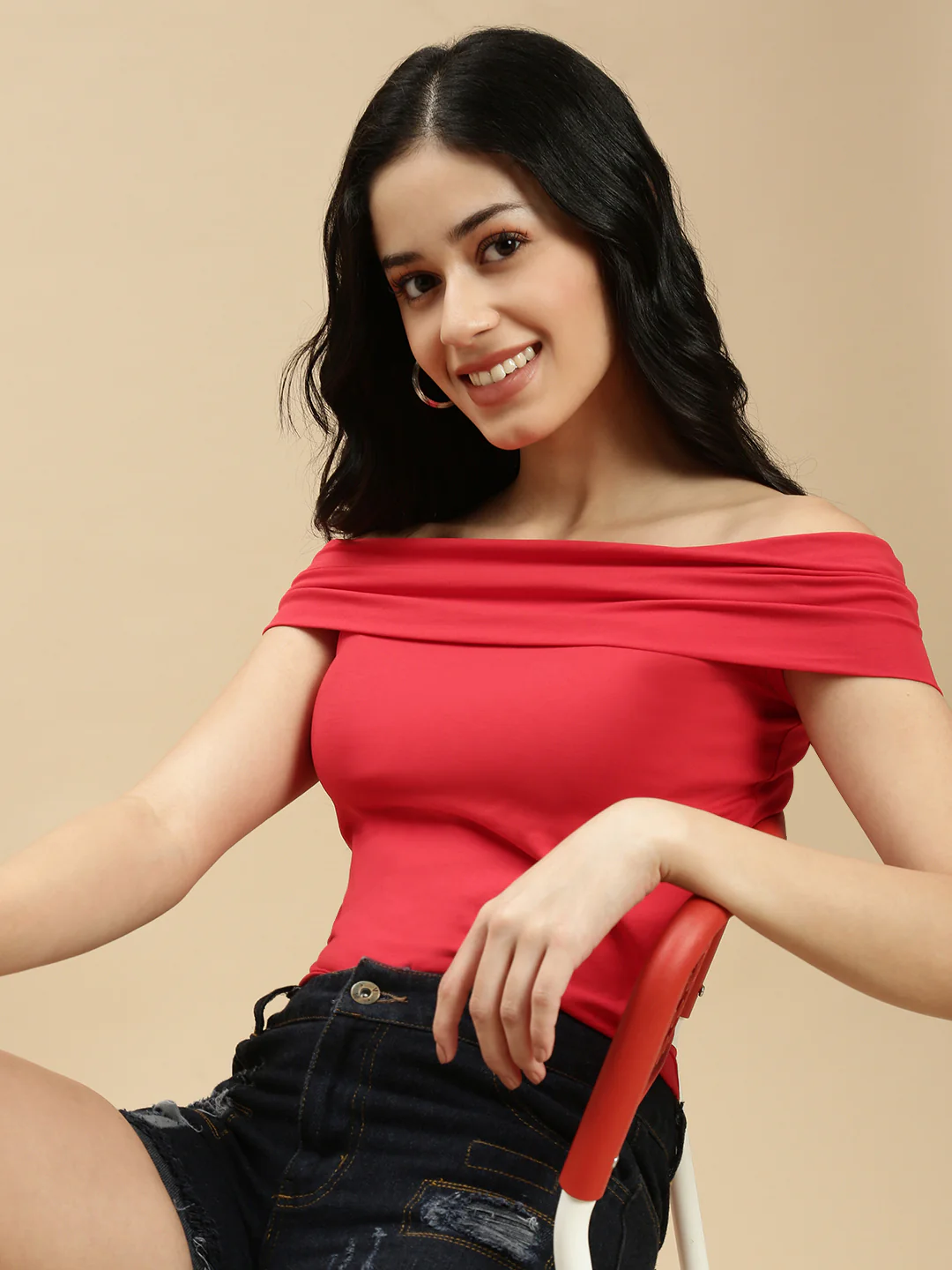 Women Red Sleeveless Top - Image 5