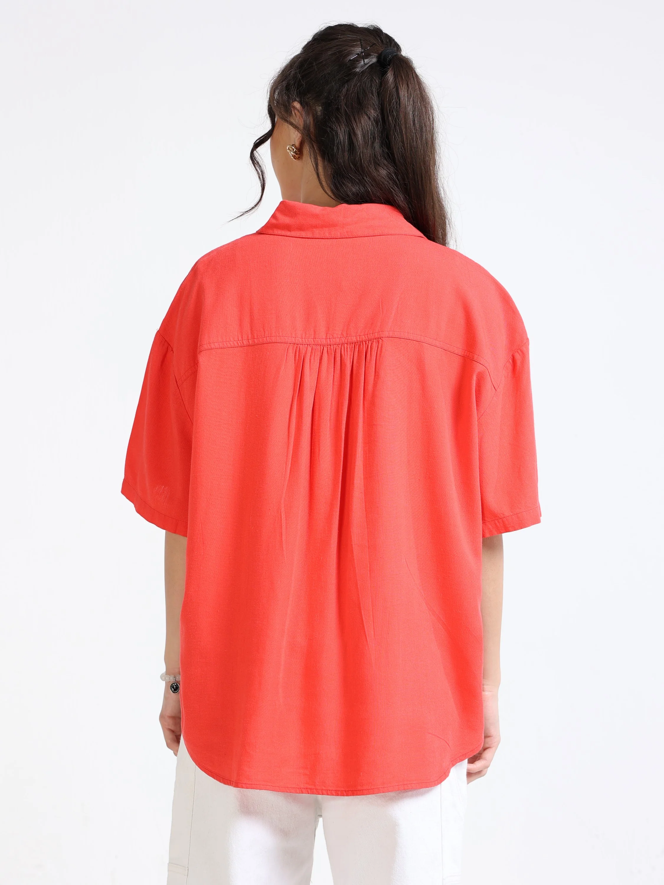 Women Solid Oversized Shirt - Image 3