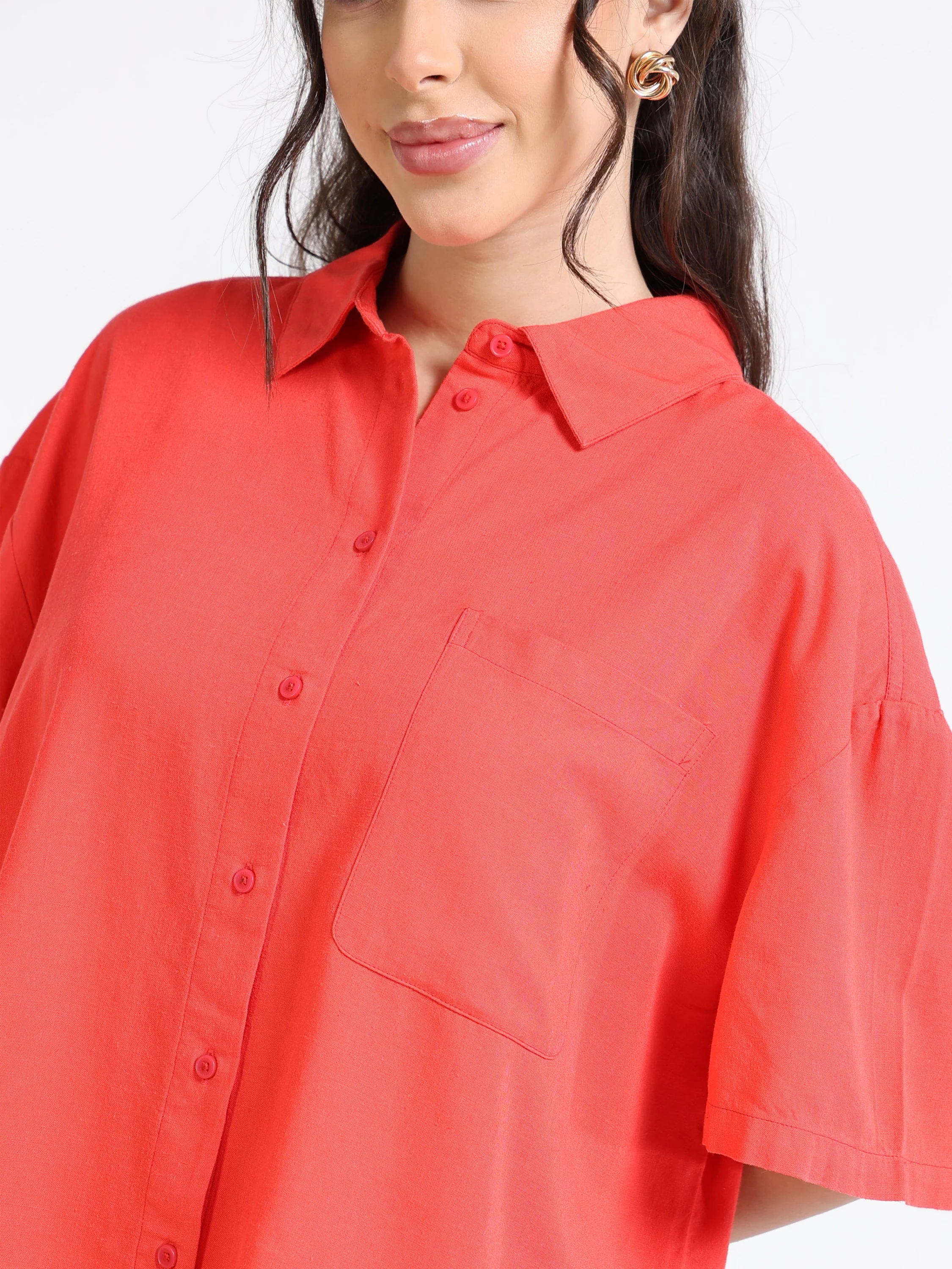 Women Solid Oversized Shirt - Image 4