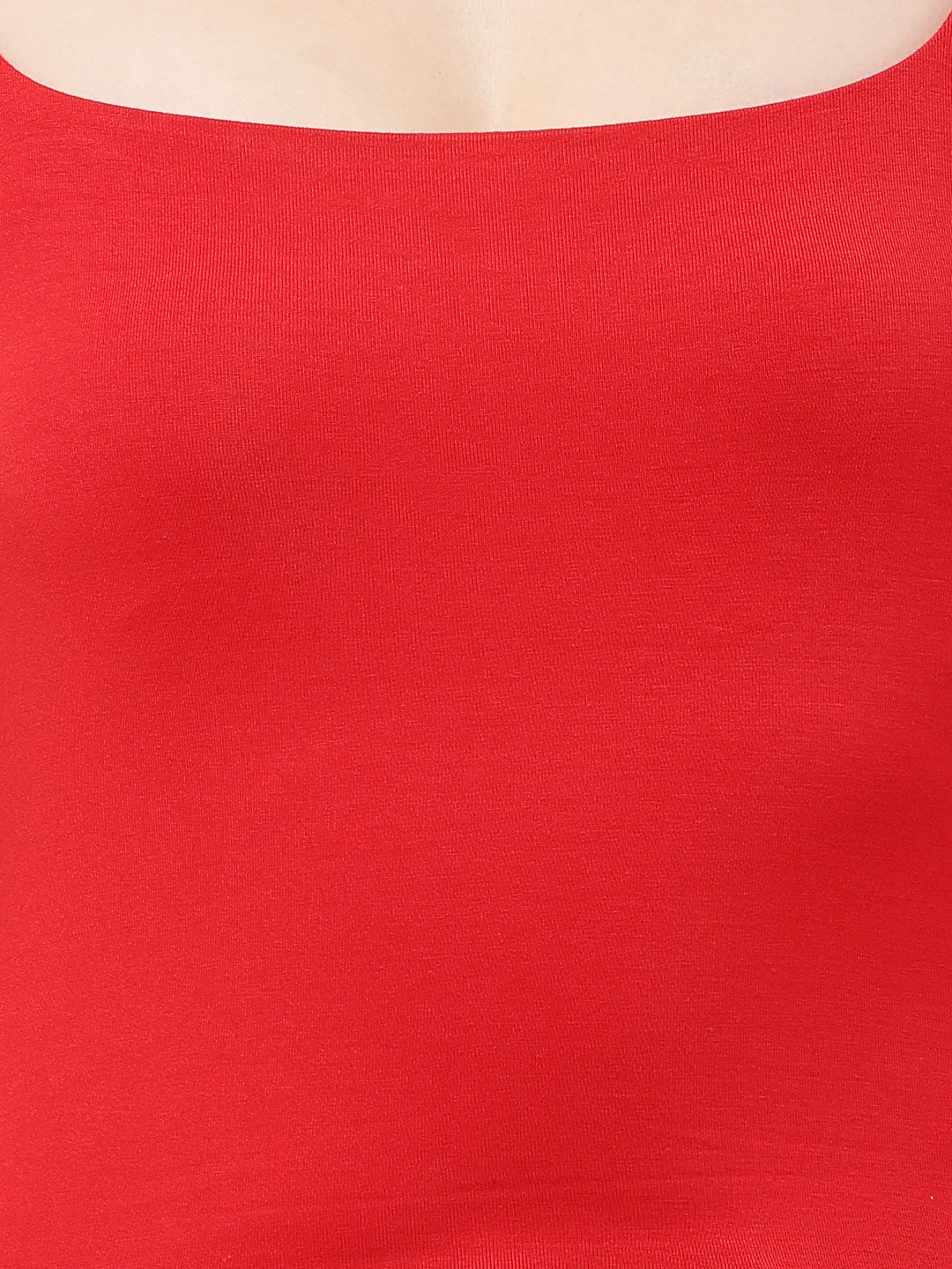 Women Red Square Neck Regular Top - Image 5