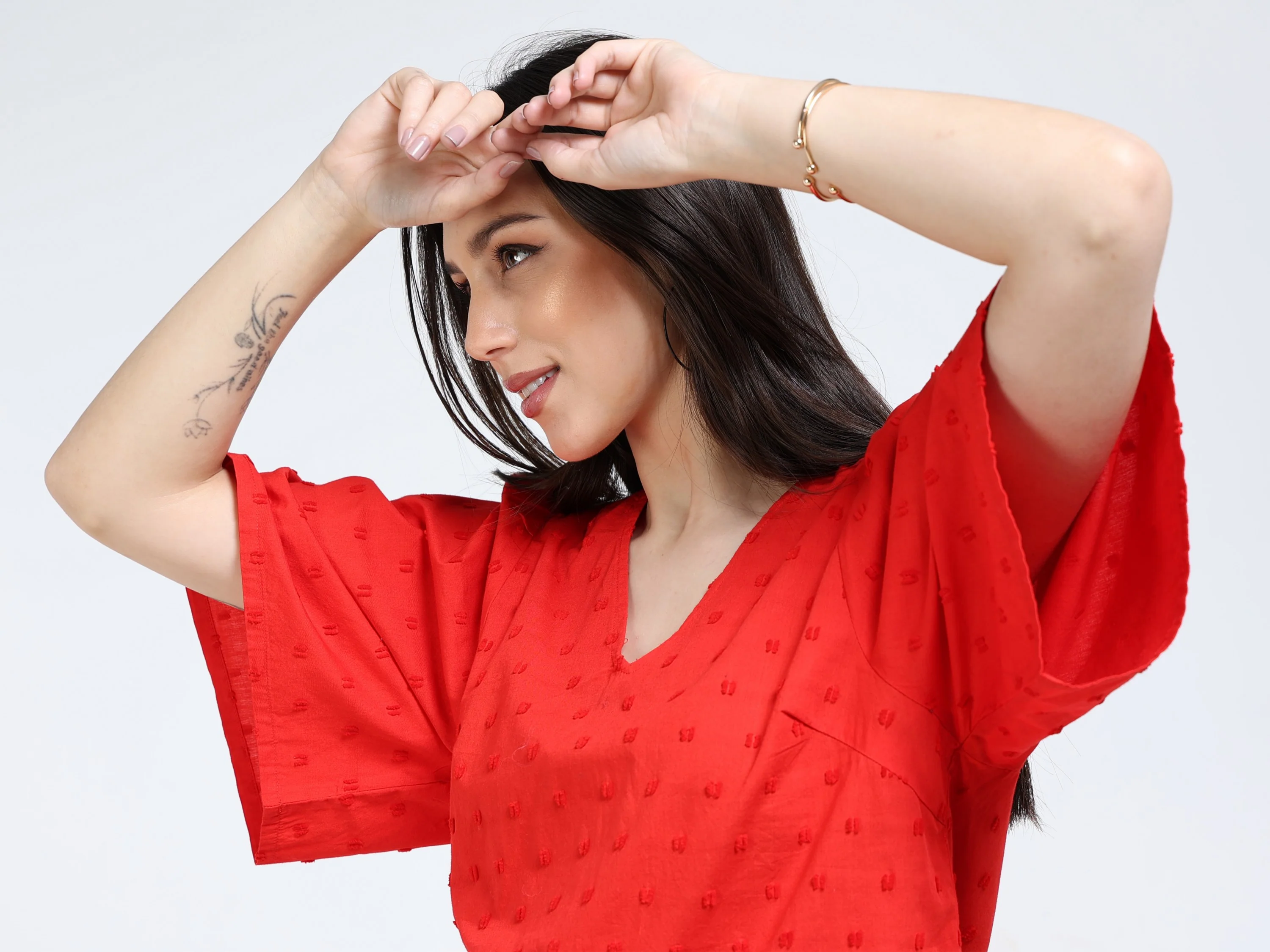 Women Red Bell Sleeve Top - Image 5