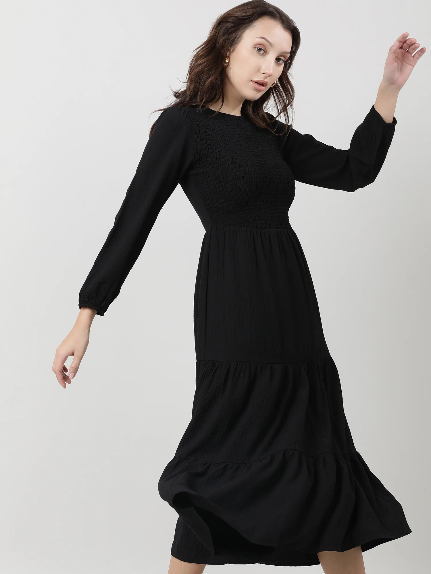 Women Regular Fit Black A Line Dress - Image 3