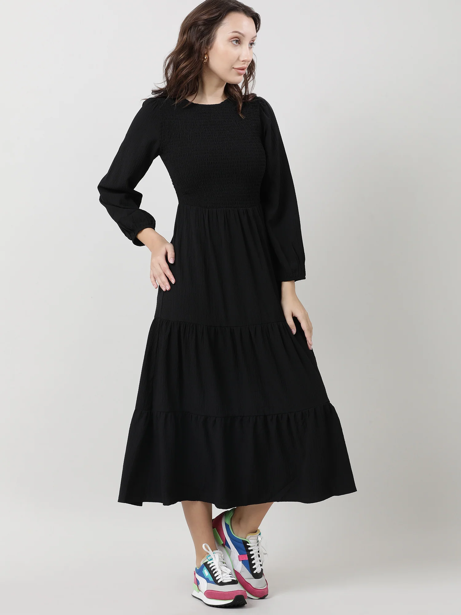 Women Regular Fit Black A Line Dress - Image 4