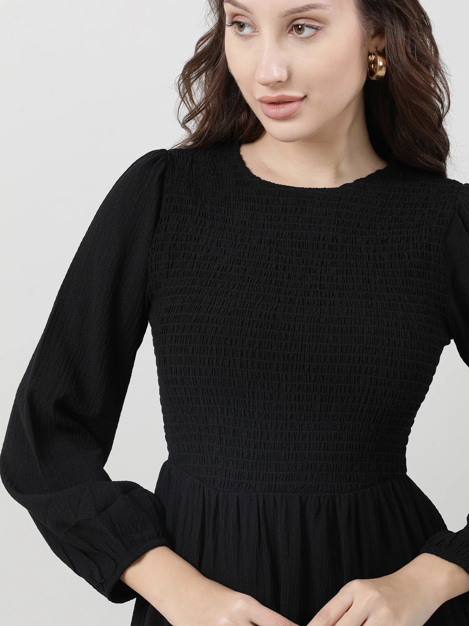 Women Regular Fit Black A Line Dress - Image 5