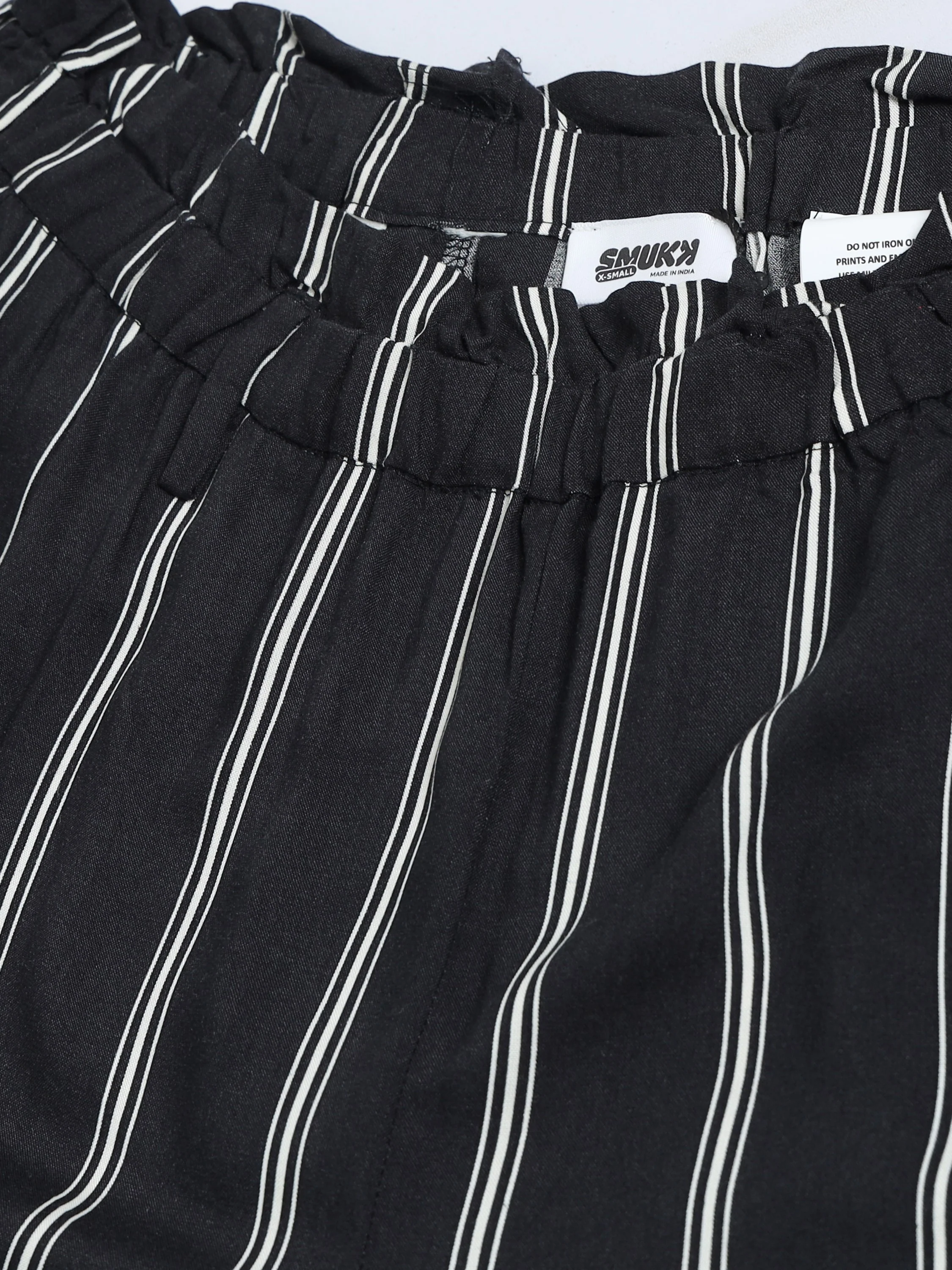Women Black Regular Fit Striped Peg Trousers - Image 5