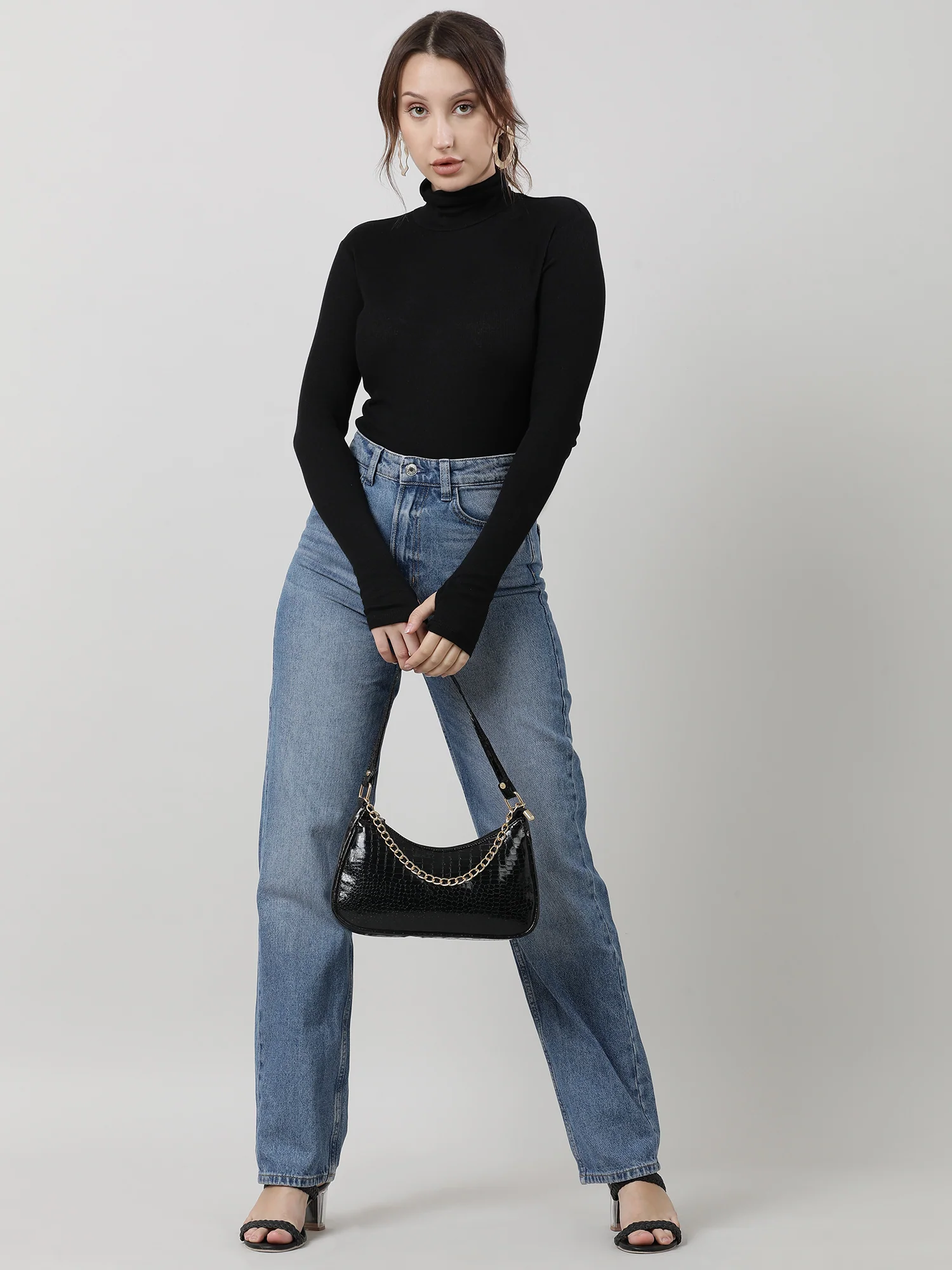 Women Regular Fit Blue Washed Denim Pants - Image 7