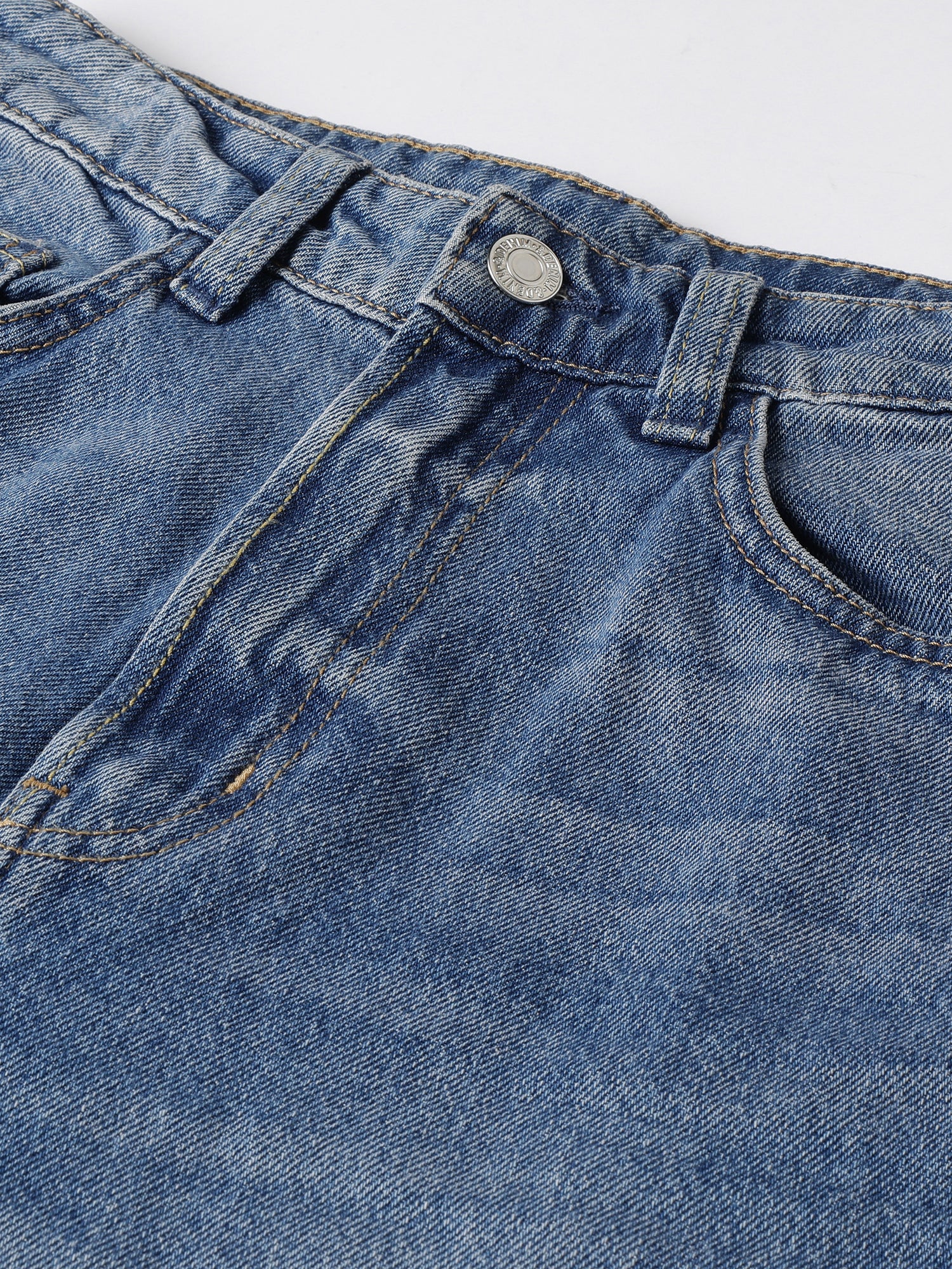 Women Regular Fit Blue Washed Denim Pants - Image 8