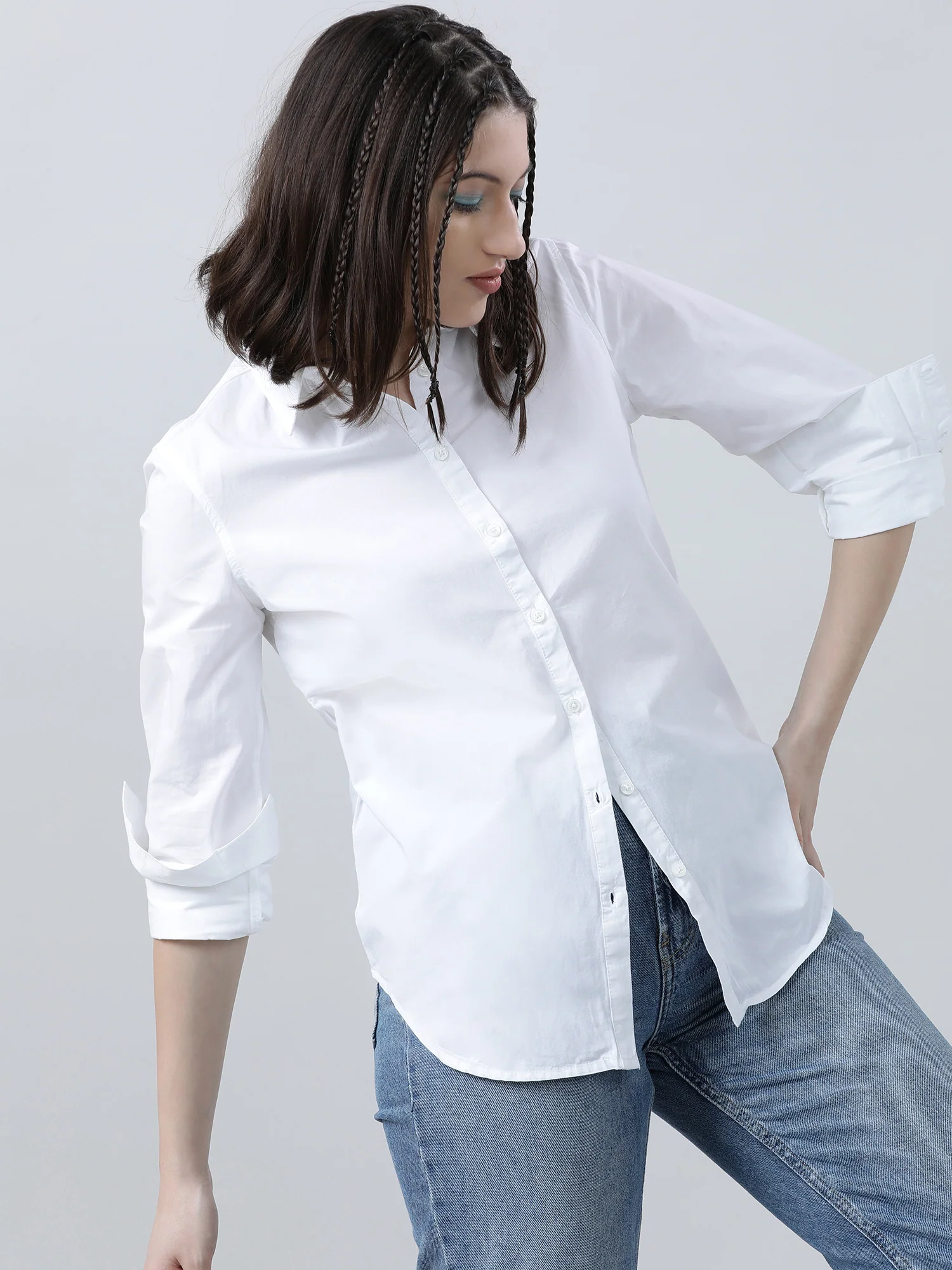 Women Regular Fit Classic White Shirt - Image 4