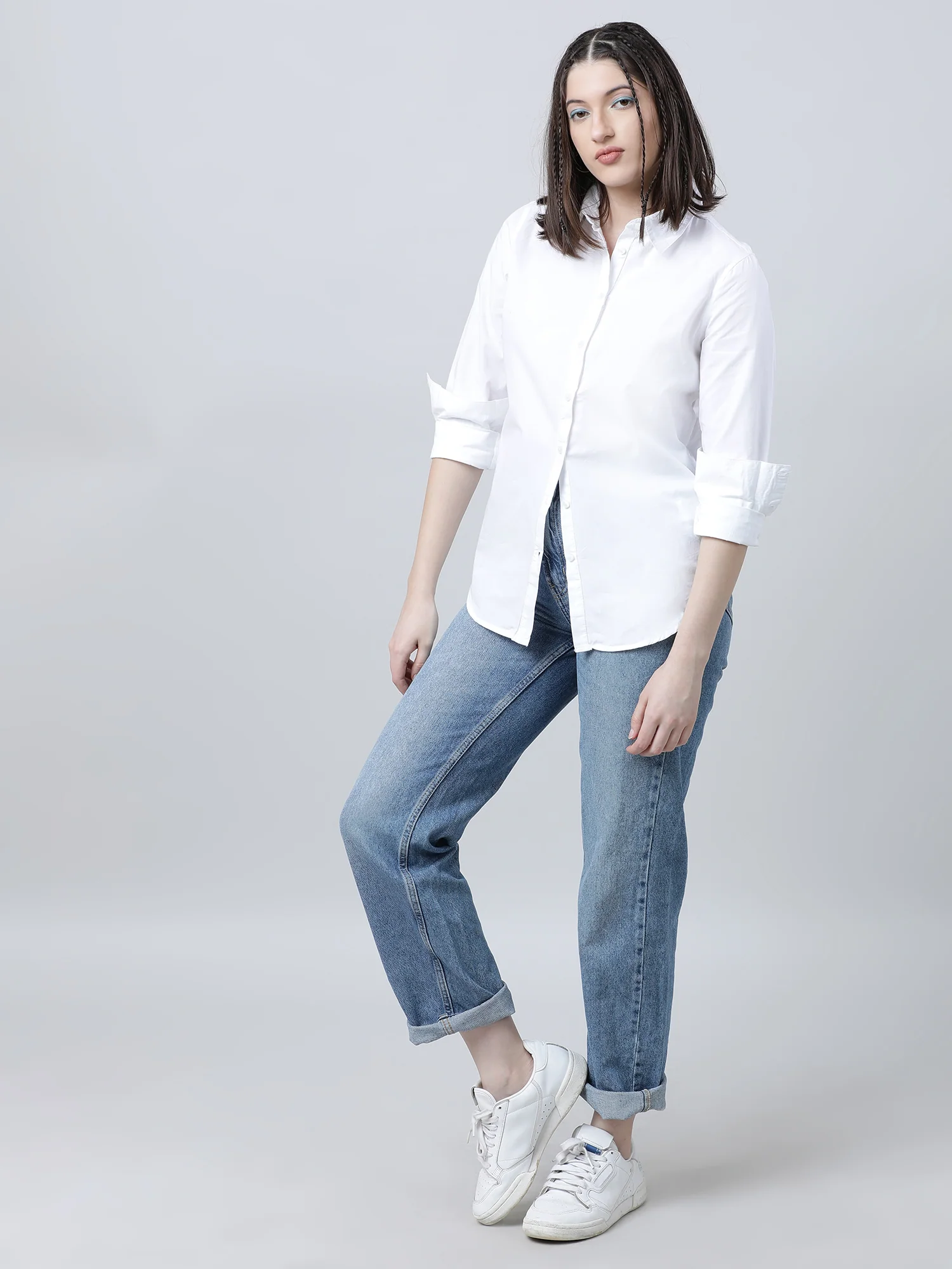 Women Regular Fit Classic White Shirt - Image 7