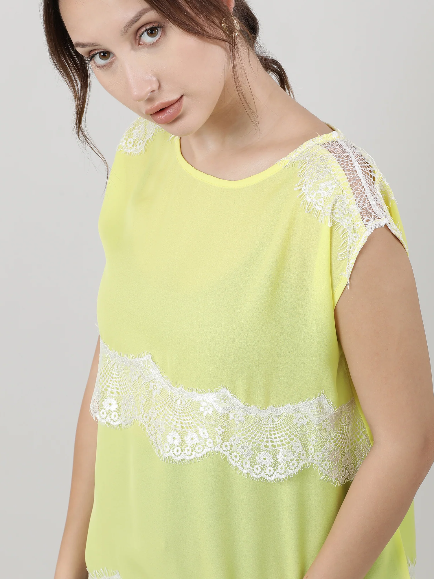 Women Regular Fit Lime Yellow Top - Image 6