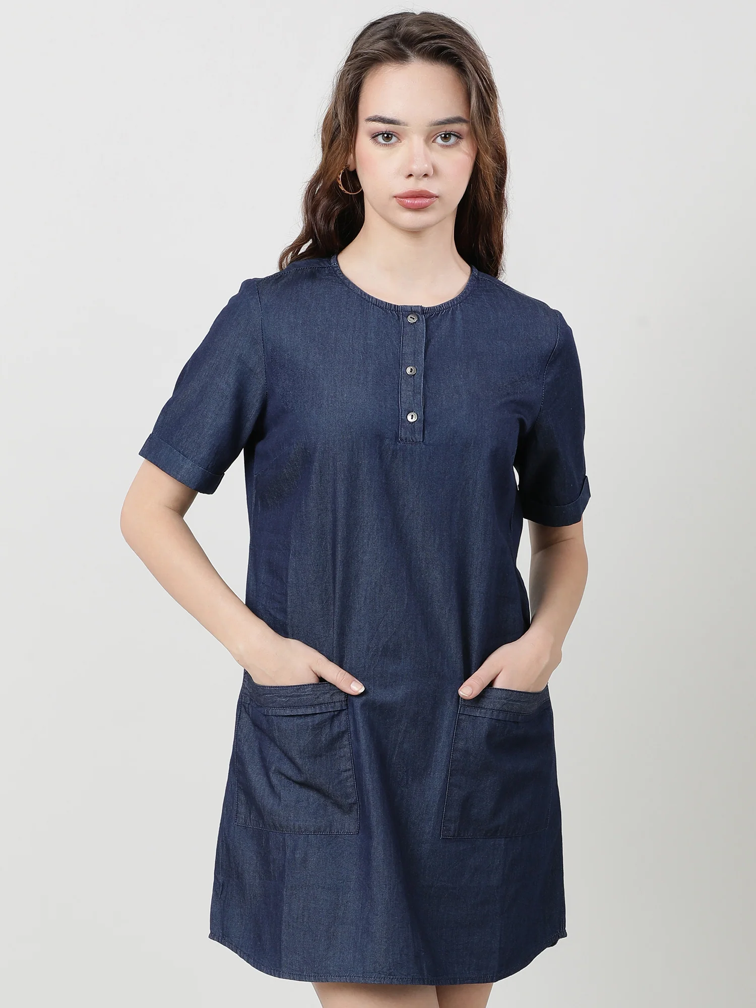 Women Regular Fit Navy Blue Dress - Image 2