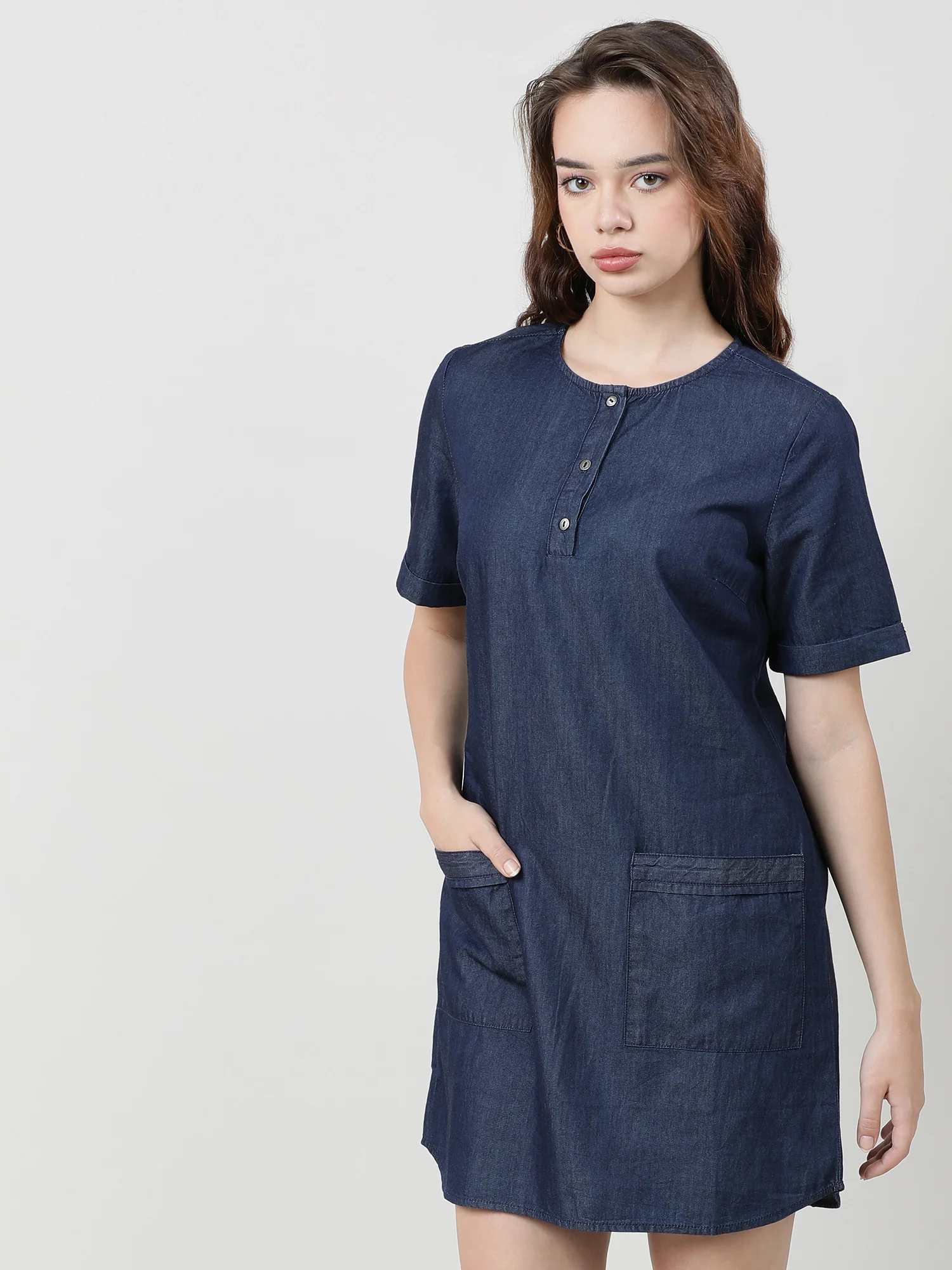 Women Regular Fit Navy Blue Dress - Image 3