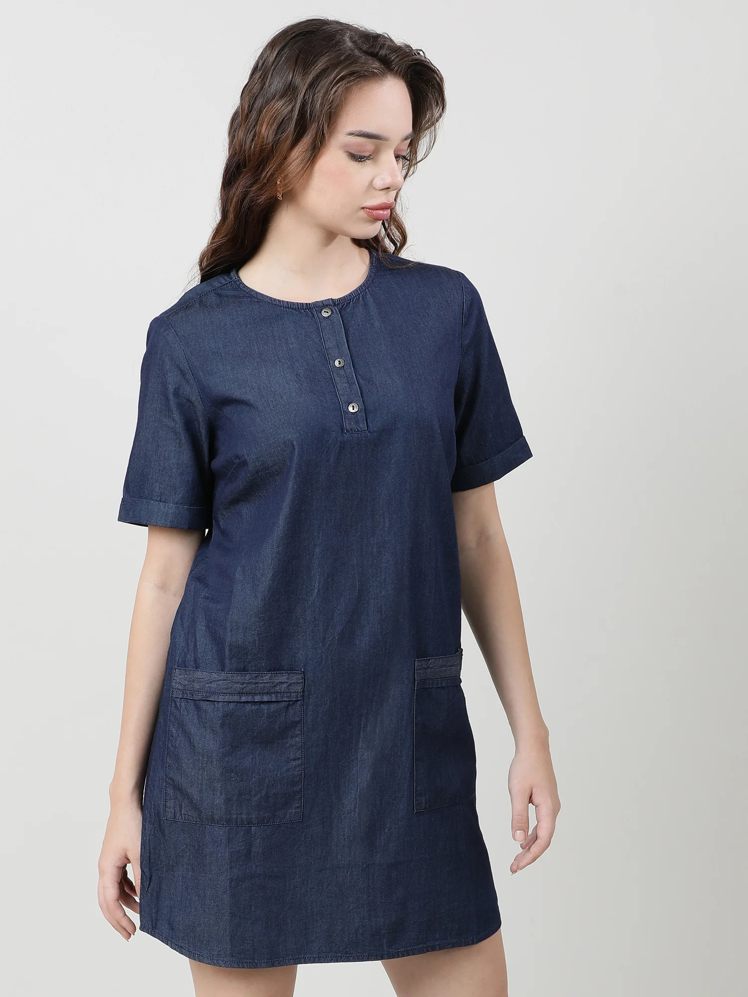 Women Regular Fit Navy Blue Dress - Image 4