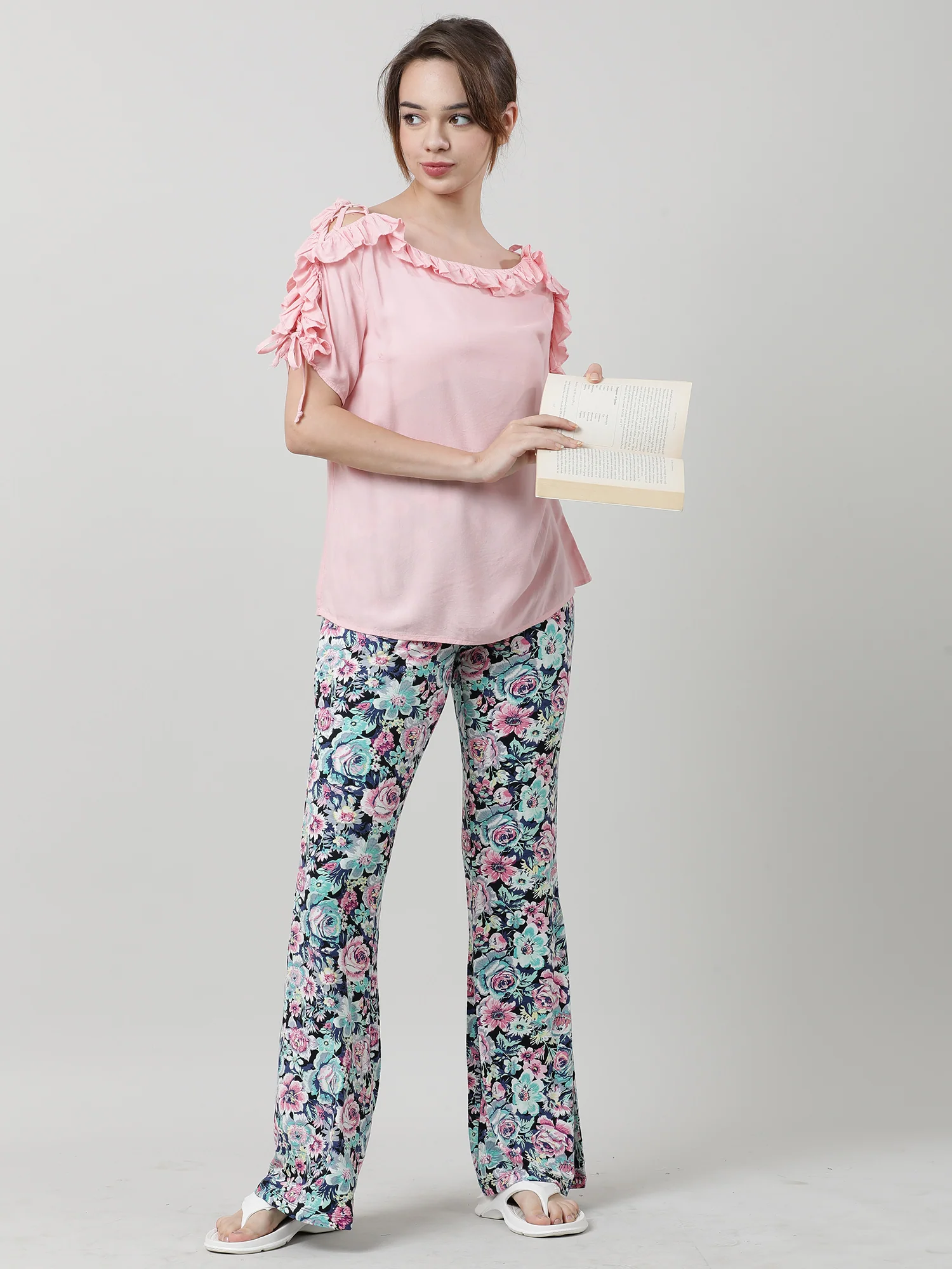 Women Regular Fit Pink Frilled Top - Image 7