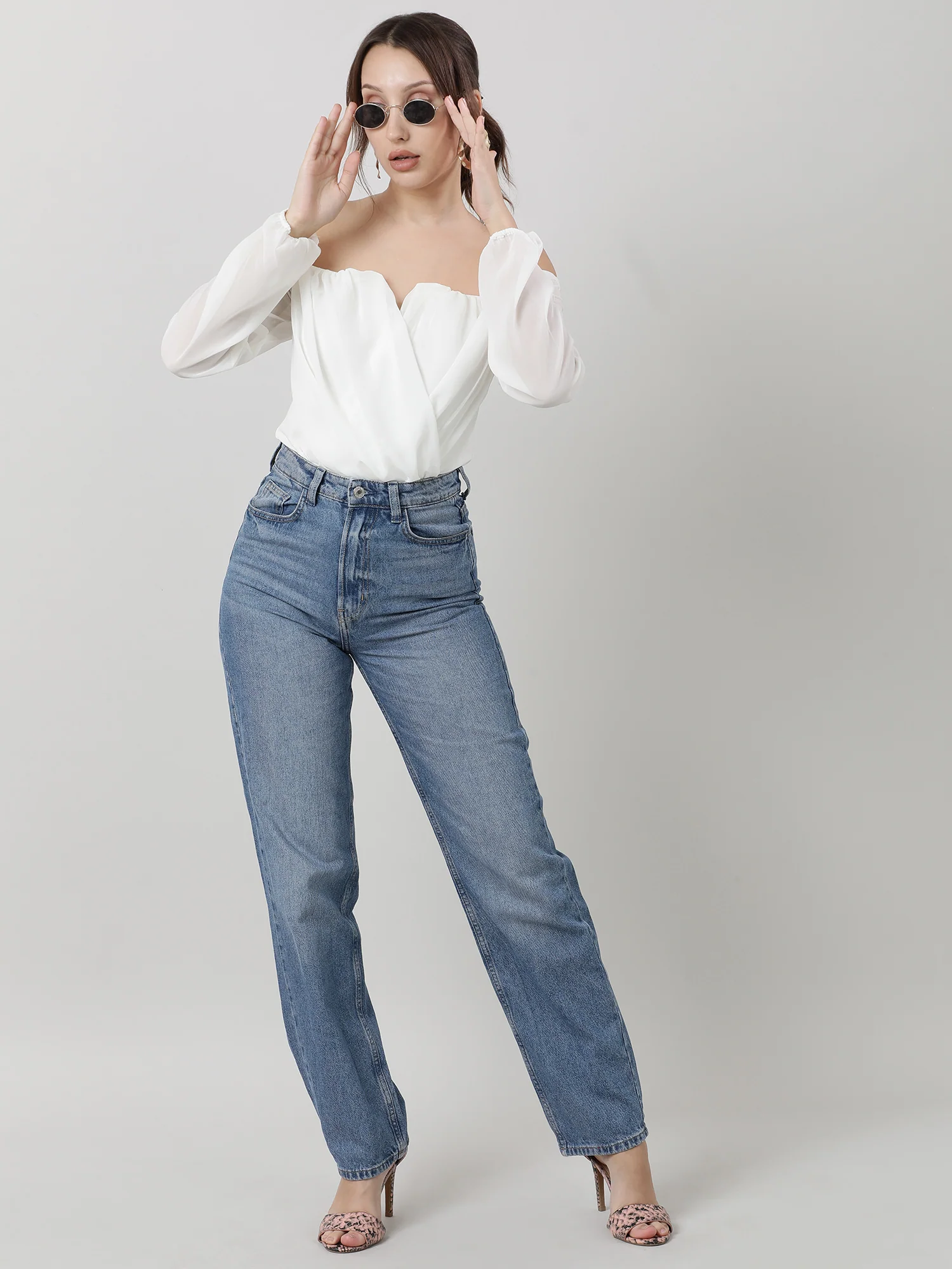 Women Regular Fit White Off Shoulder Bodysuit - Image 7