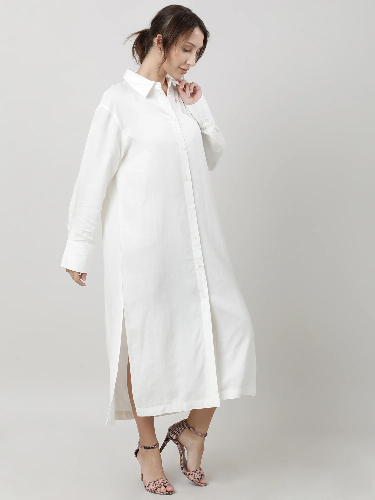 Women White Oversized Shirt Dress - Image 3